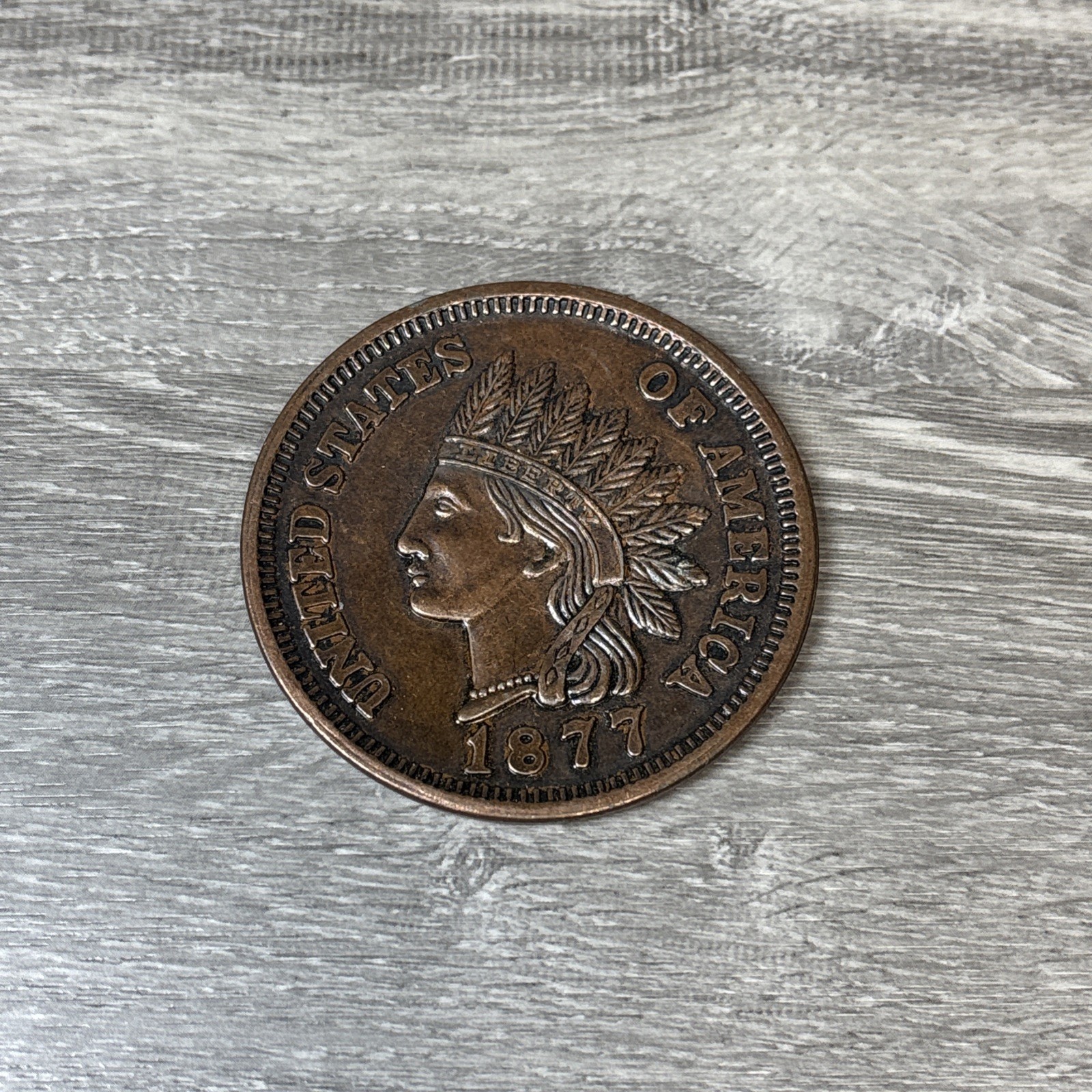 VTG United States Of America 1877 Large One Cent  Penny Novelty Indian Head Coin