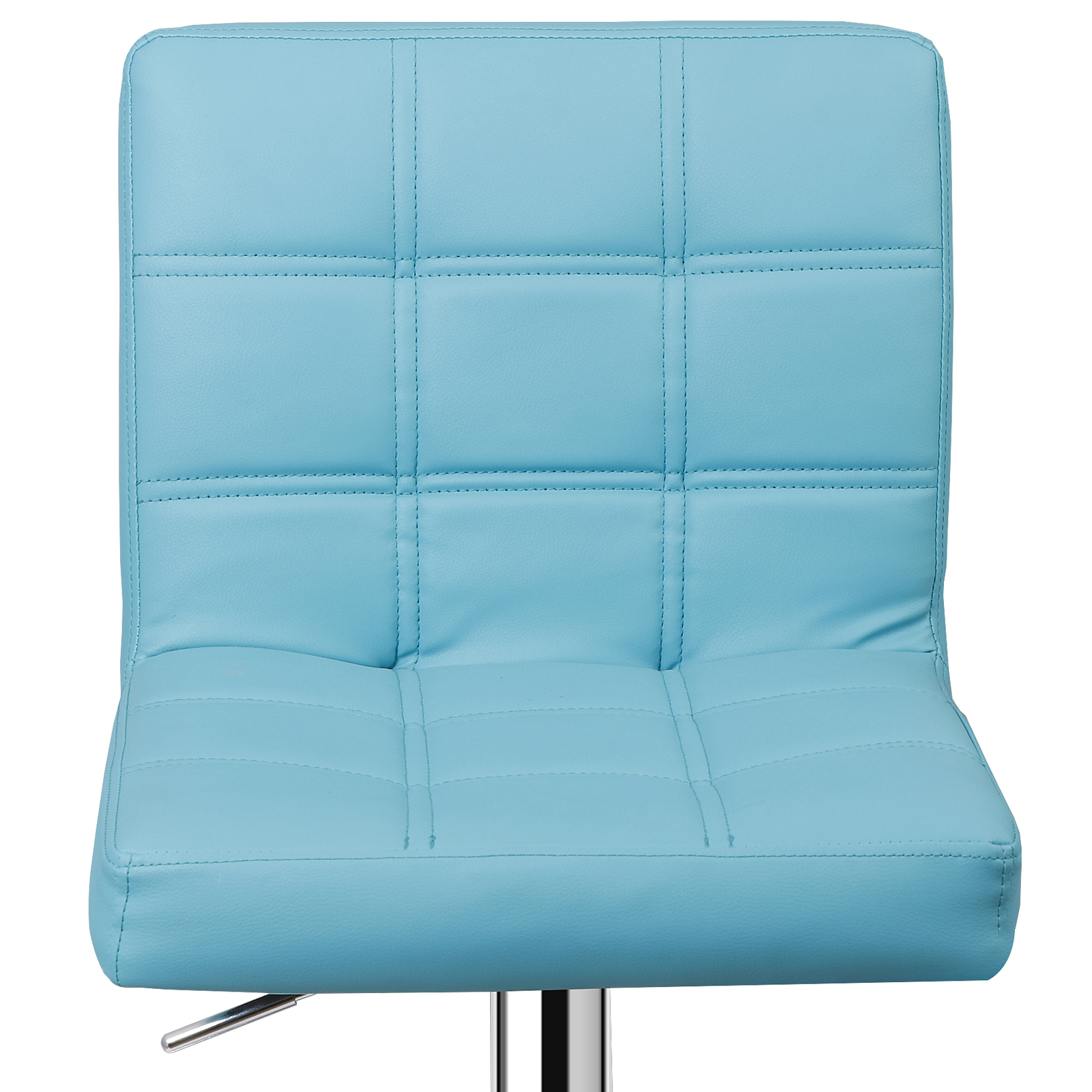2PCS Bar Stools Blue PU Leather Height Adjustable Swivel Barstools Armless