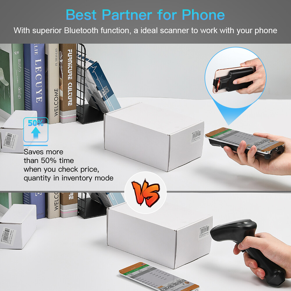 Eyoyo 1D 2D Phone Back Clip Cover Barcode Scanner Bluetooth Bar Code Reader