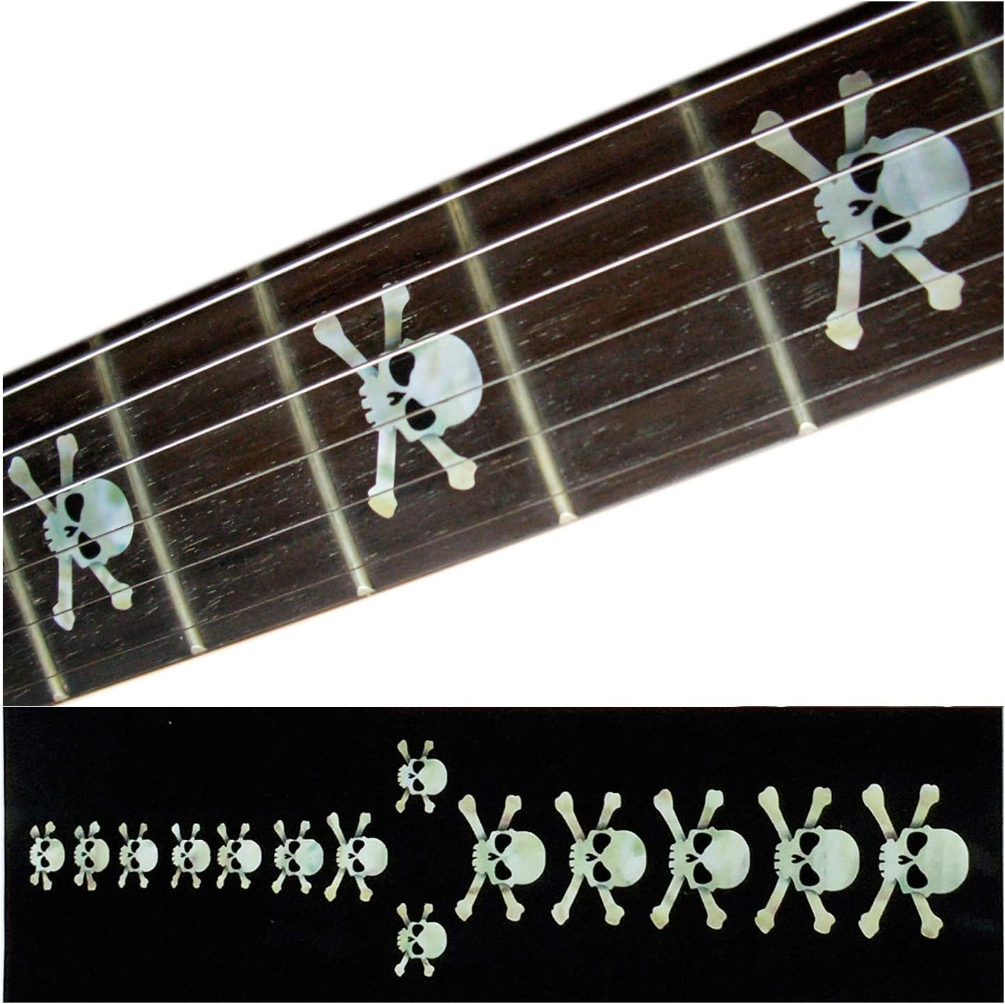 Inlaysticker Fret Markers for Guitars & Bass - Skulls - White Pearl,White Pearl.