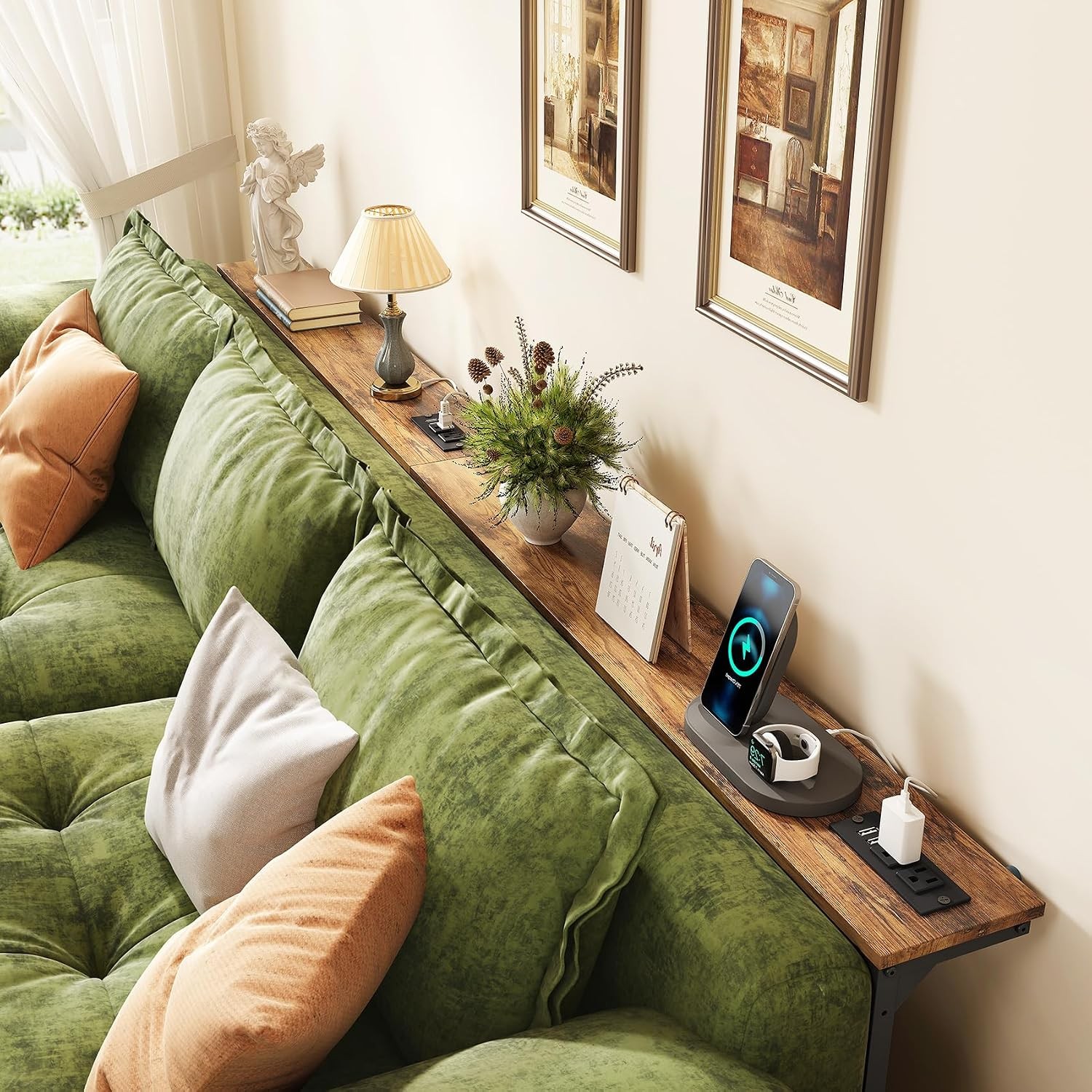 94.5" Extra Long Behind Couch Table, Adjustable Height Narrow Console Table with