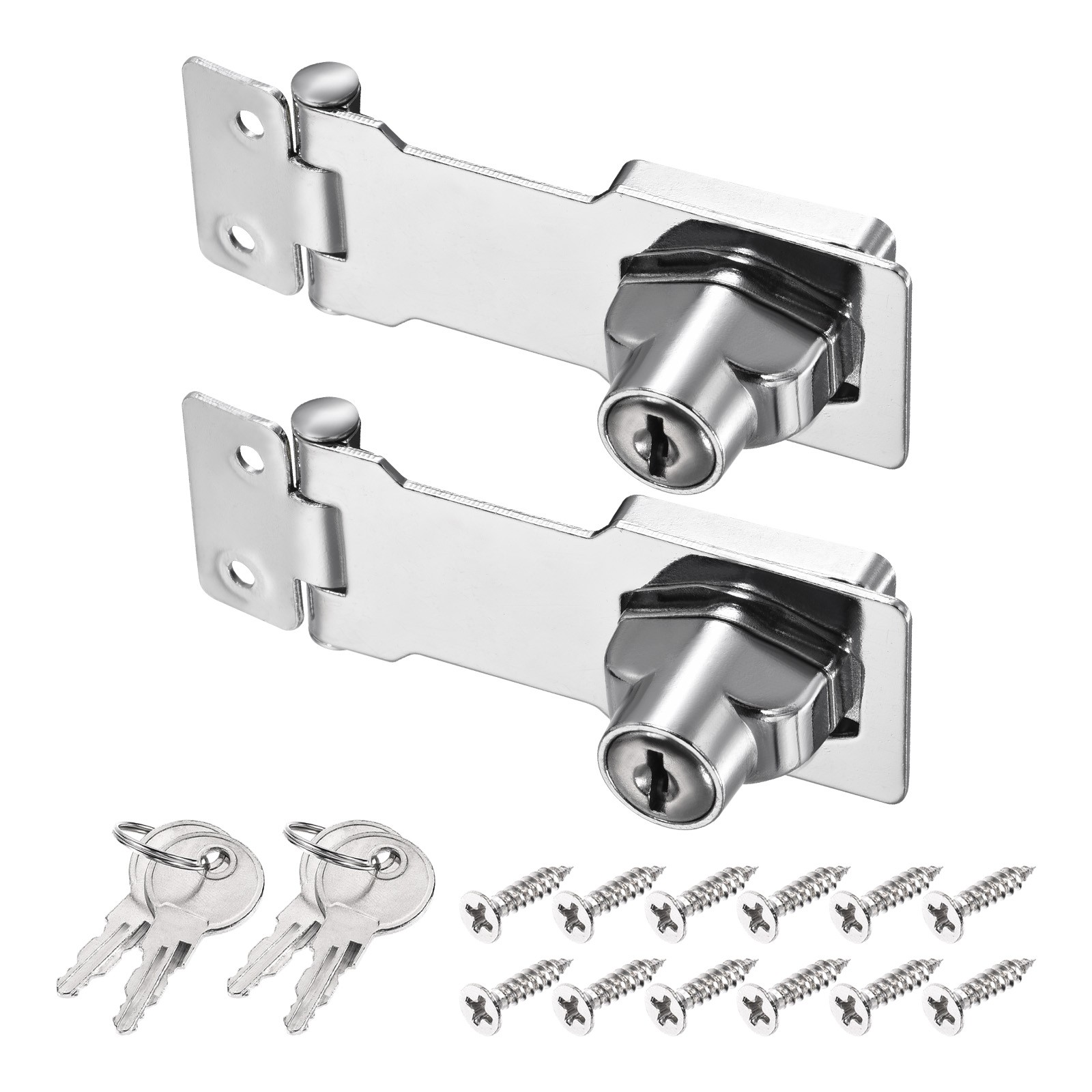 2Pcs 3Inch Keyed Hasp Locks Twist Knob Locking Keyed Different, Silver