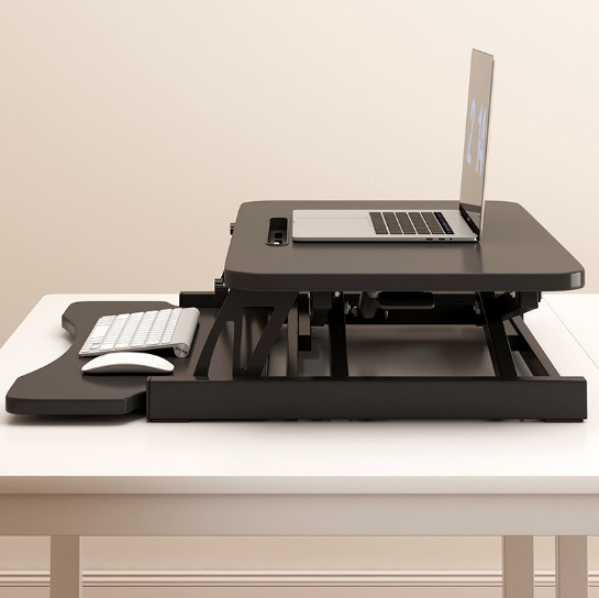 32 Inch Height Adjustable Sit Stand Desk Converter Riser Black