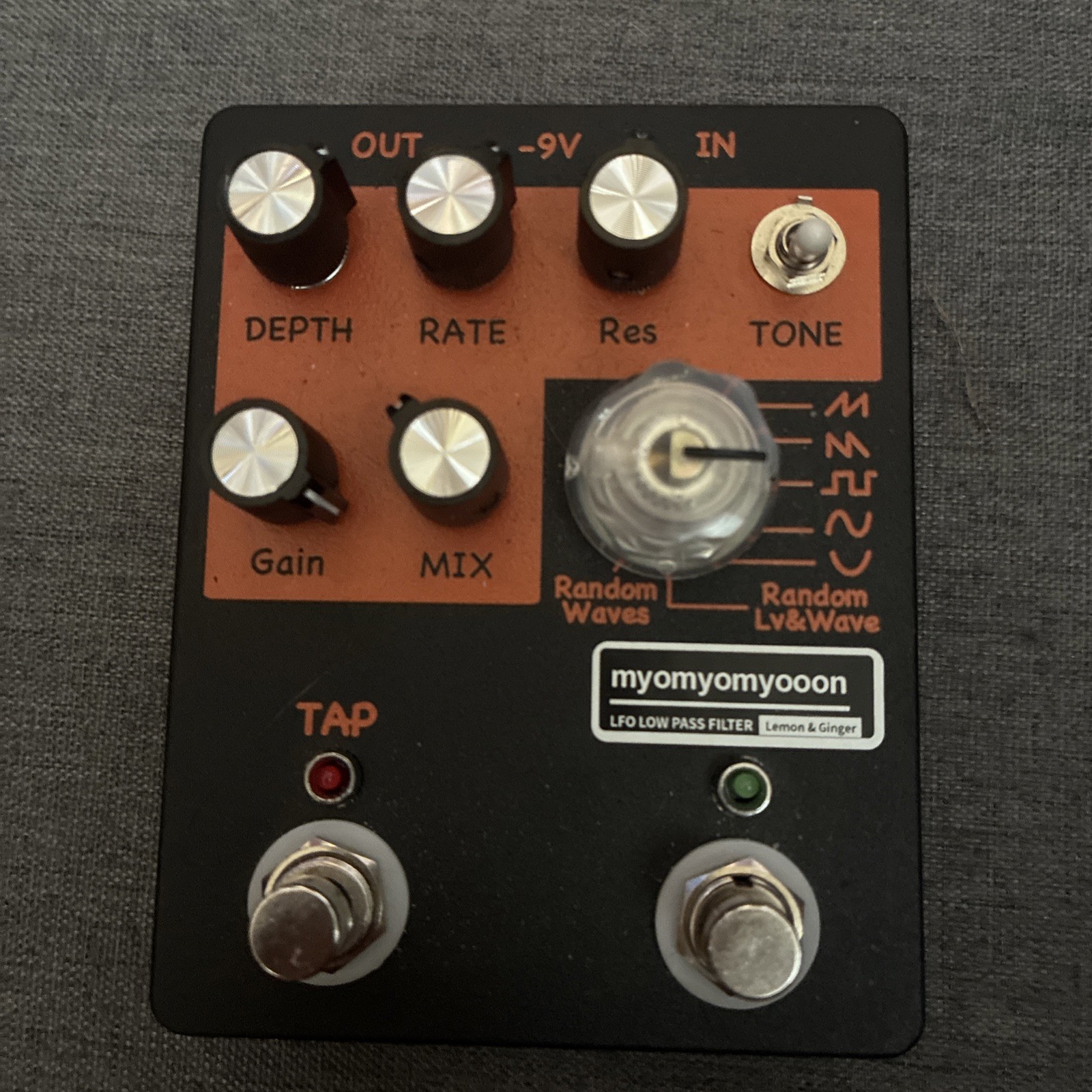myomyomyooon Lemon & Ginger LFO Low Pass Filter Guitar Pedal w/ Tap Tempo