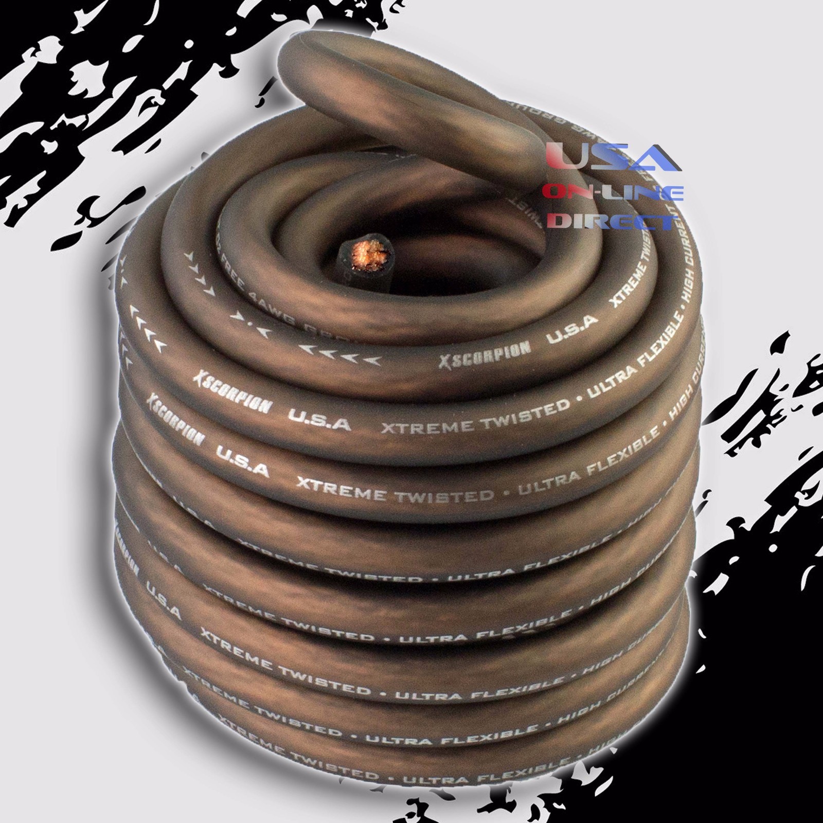 4 Gauge 20ft BLACK Flex OFC Power Wire Strands Copper Hi-Voltage Marine Cable