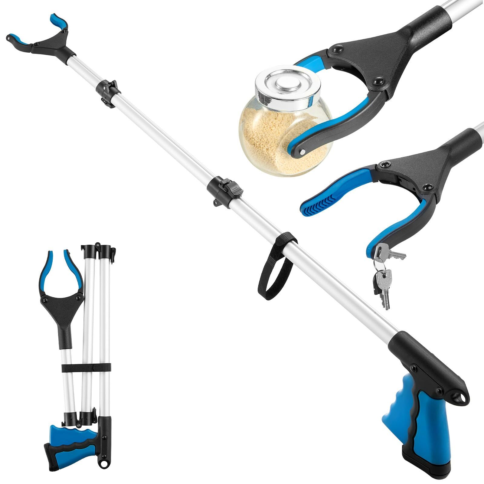 43 Inch Heavy Duty Foldable Grabber Reacher Tool Trash Picker Wide Jaw Grips