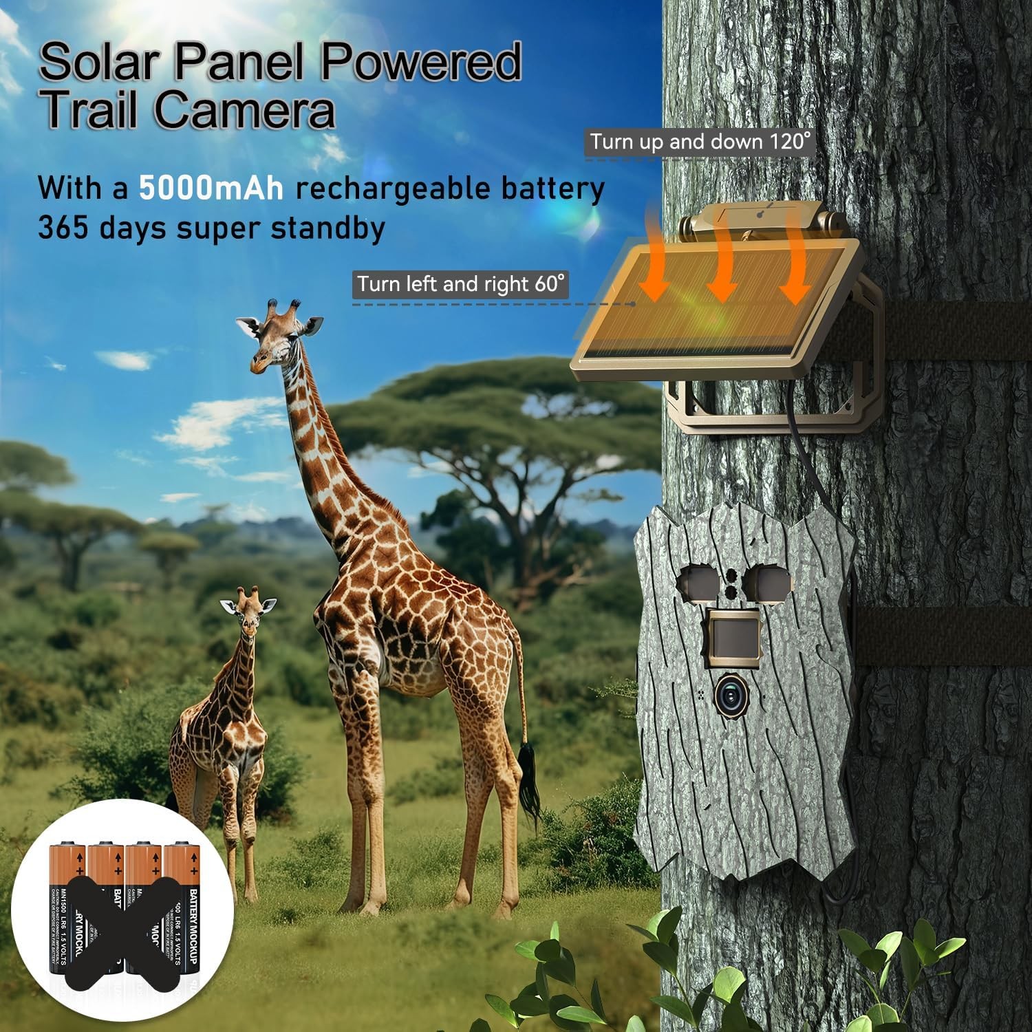 Campark WiFi Bluetooth Trail Camera with Solar Panel 4K 46MP No Glow Nightvision