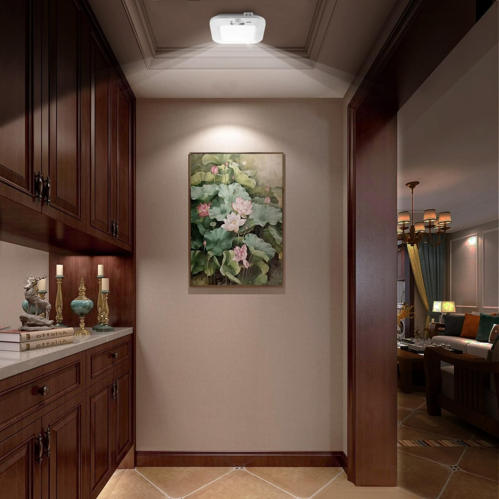 ANOTEK Motion Sensor Ceiling Light 2-Pack Battery Operated Indoor
