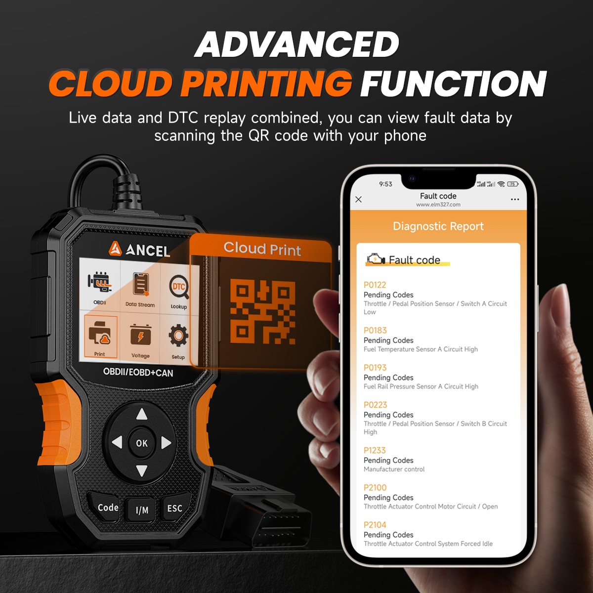ANCEL AS300 OBD2 Scanner Code Reader Car Diagnostic Scan Tool Check Engine Fault