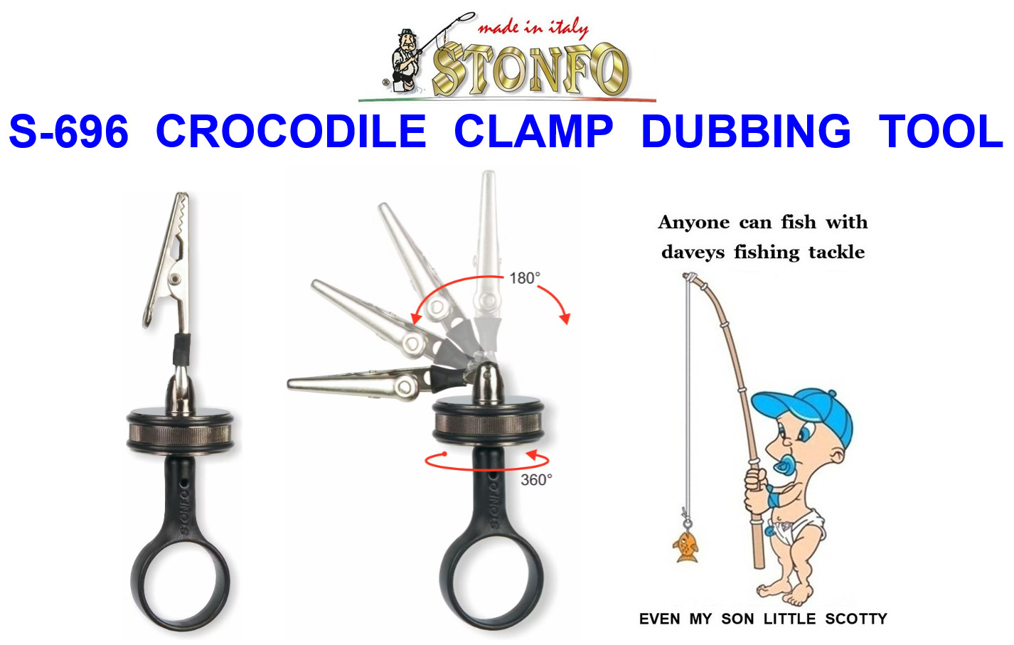 S-696 STONFO CROCODILE CLAMP DUBBING TOOL FOR FLY TYING VICE SALMON TROUT FLIES