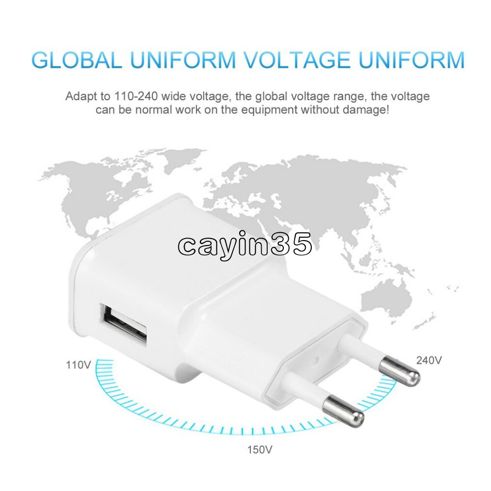 EU Plug  5V 2A USB 1 Port Wall Charger Fast Charging Travel Power Adaptor White