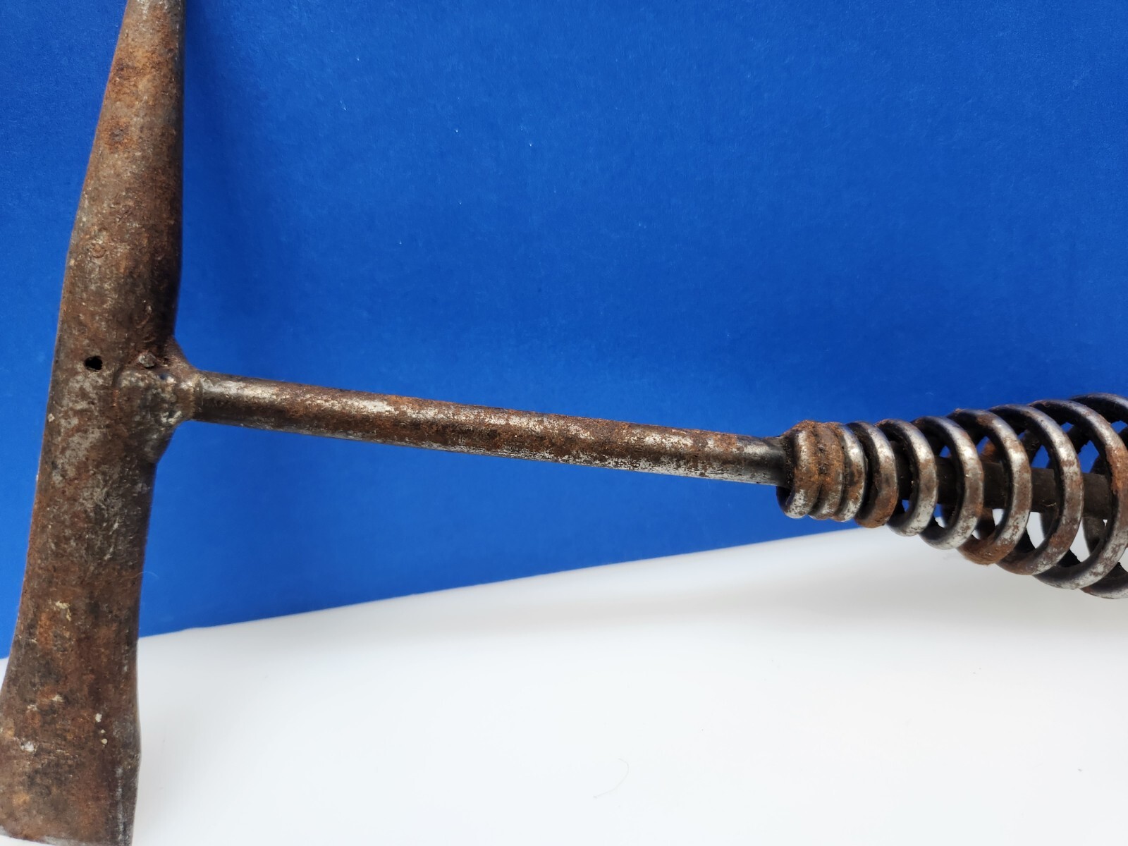 Vintage Metal Chipping Slag Flat 10" Hammer Chisel with Coil Spring Handle