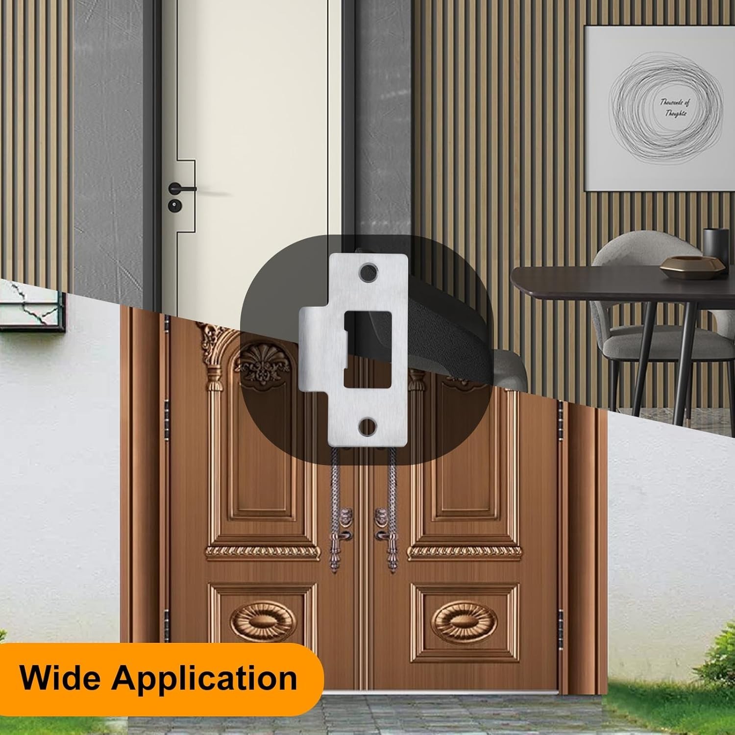 6PCS Universal Door Strike Plate，Replacement Lock Strike Plate T Strike Deadb...
