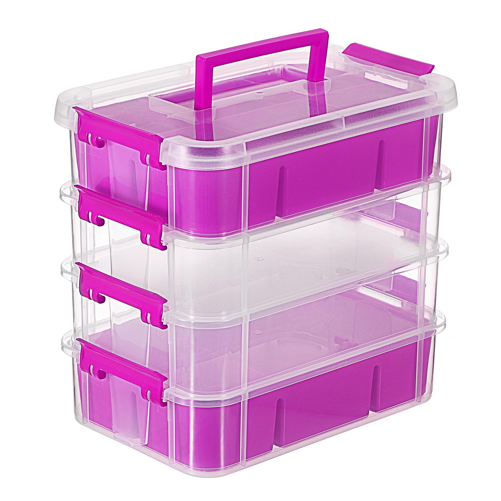 4-Tiers Plastic Stack Carry Storage Containers wih Handle Lids
