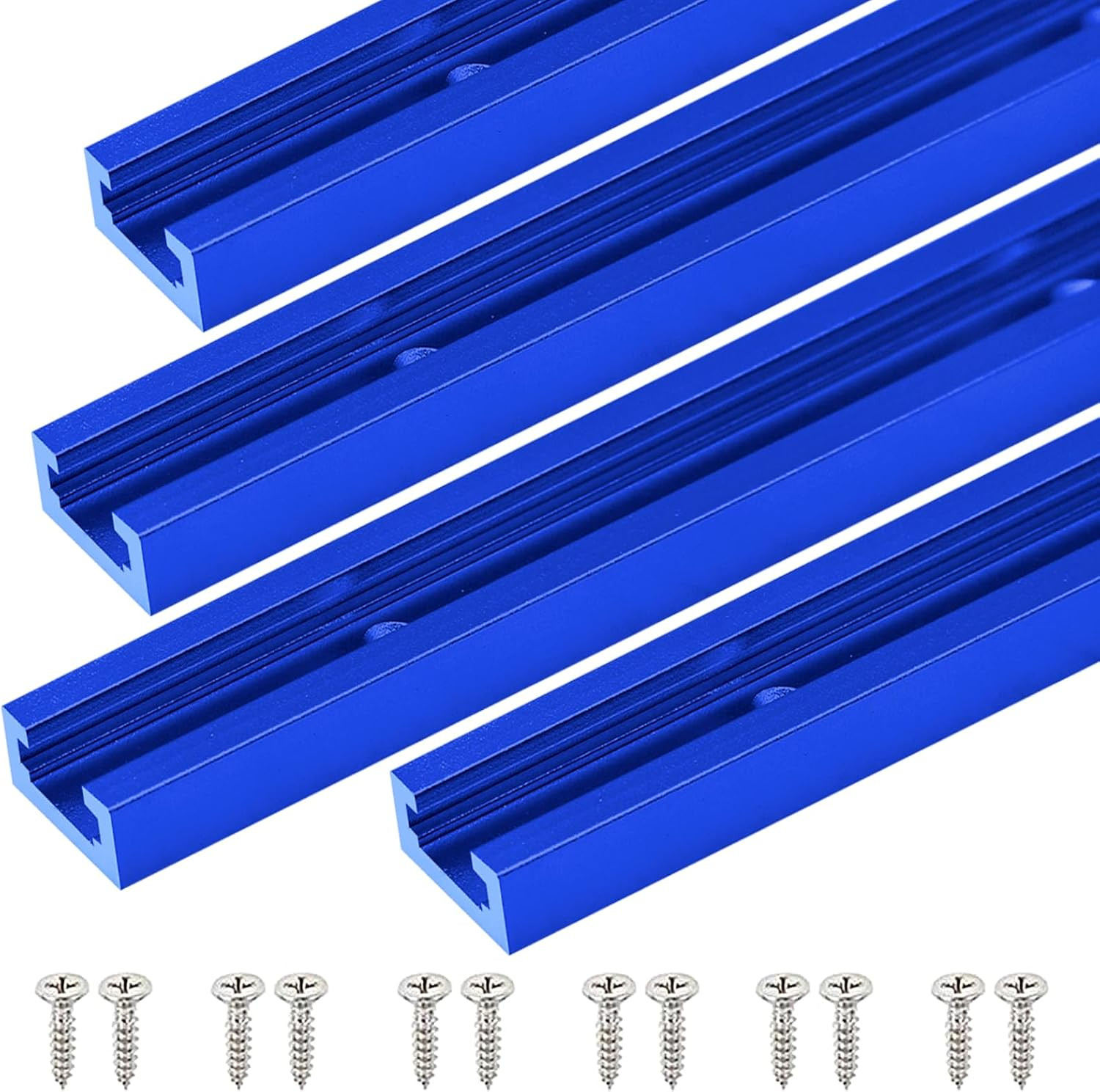 T Tracks Woodworking Aluminum 12 Inch Blue 4 Pack with Screws for Universal T-Tr