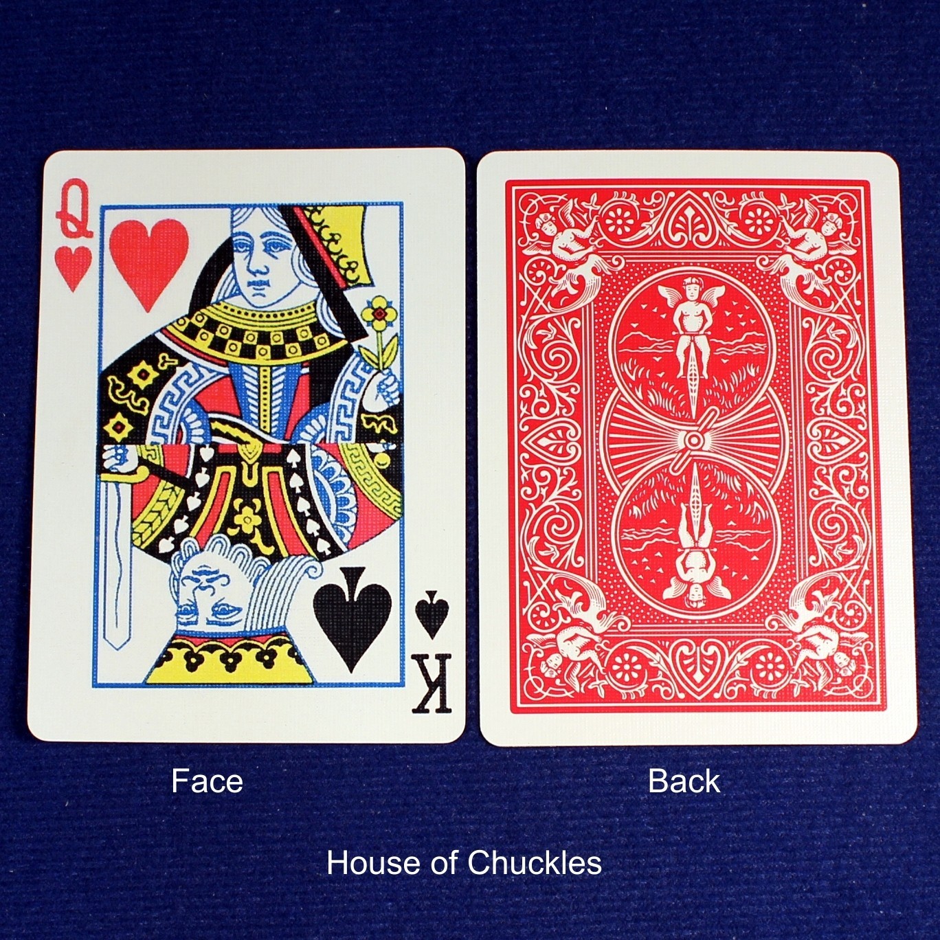 Queen of Hearts / King Spades, Half Horizontal, Bicycle Printed Gaff Card, Red