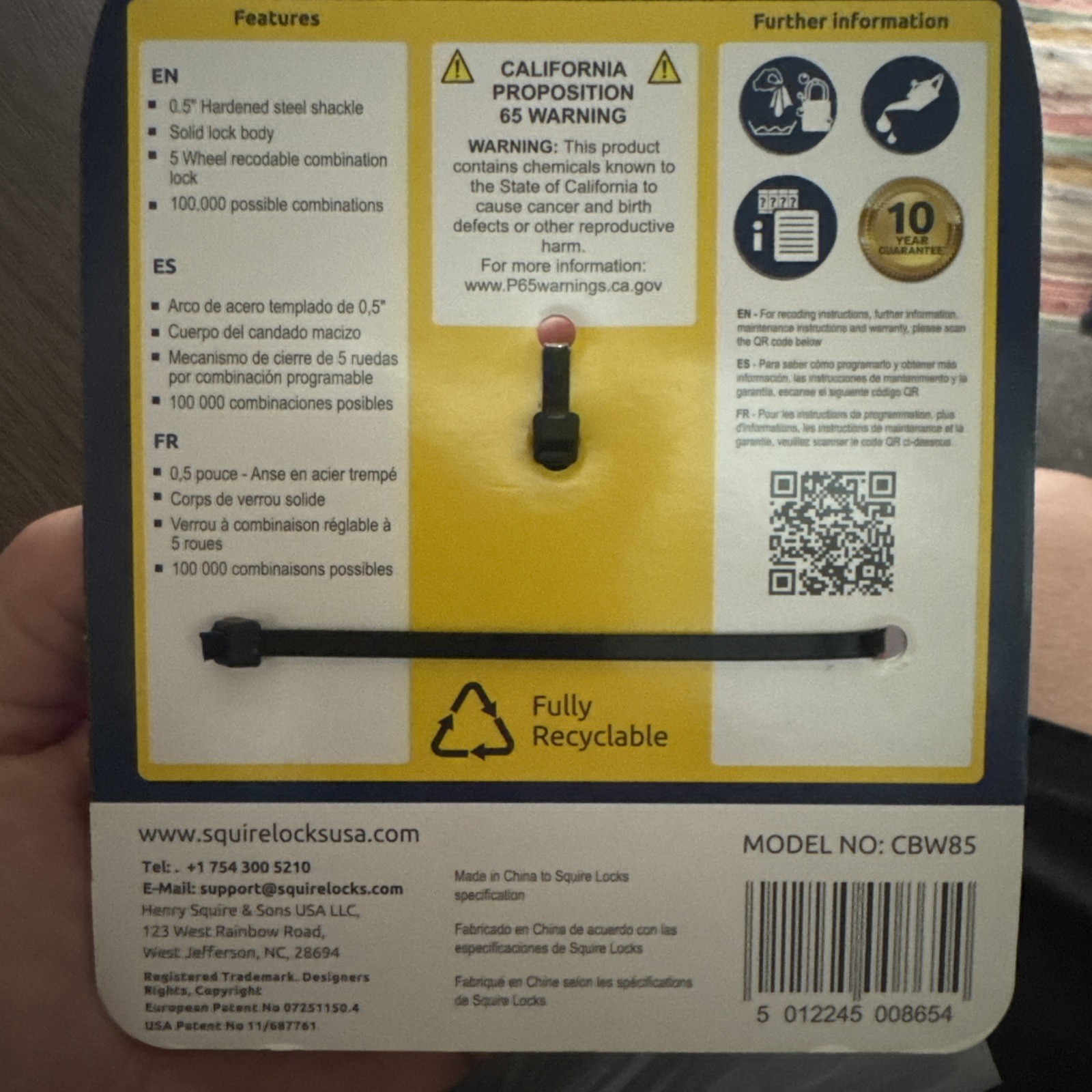 Combination Lock Squire Pro Plus Cbw85 retail $89