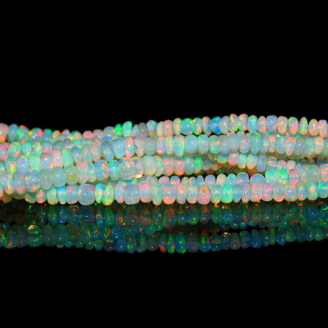 Ethiopian Opal Beads Rondelle Beads Multi Fire Opal Jewelry Handmade Gift