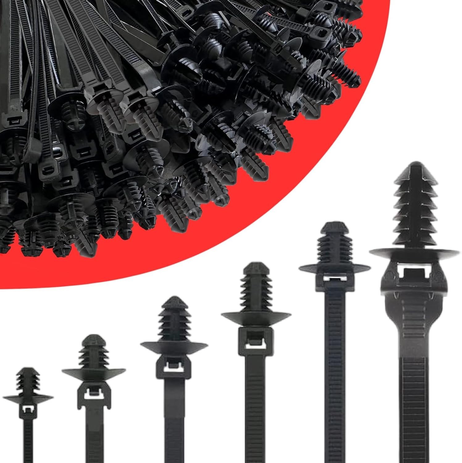 60Pcs Nylon Universal Cable Tie with Buckle Push Mount Zip Tie Mount