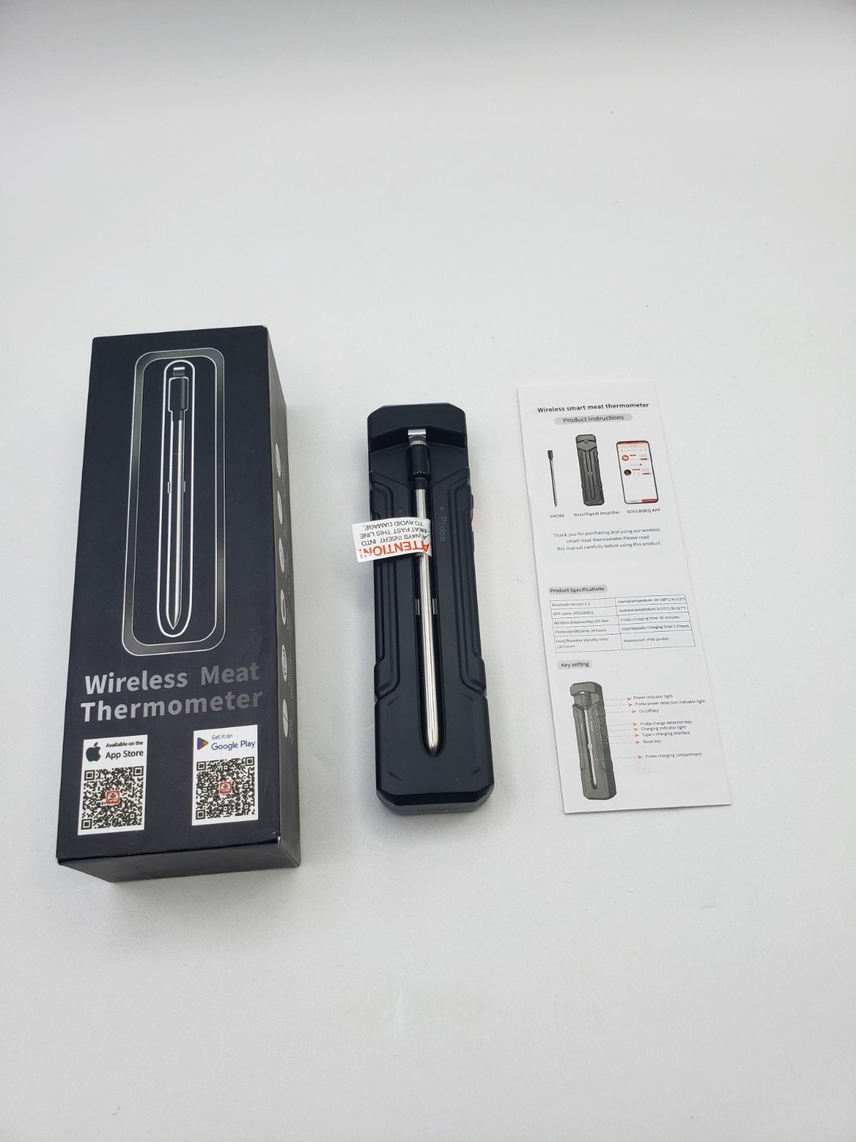 Wireless Smart Meat Thermometer Bluetooth Wireless APP monitor notification NEW