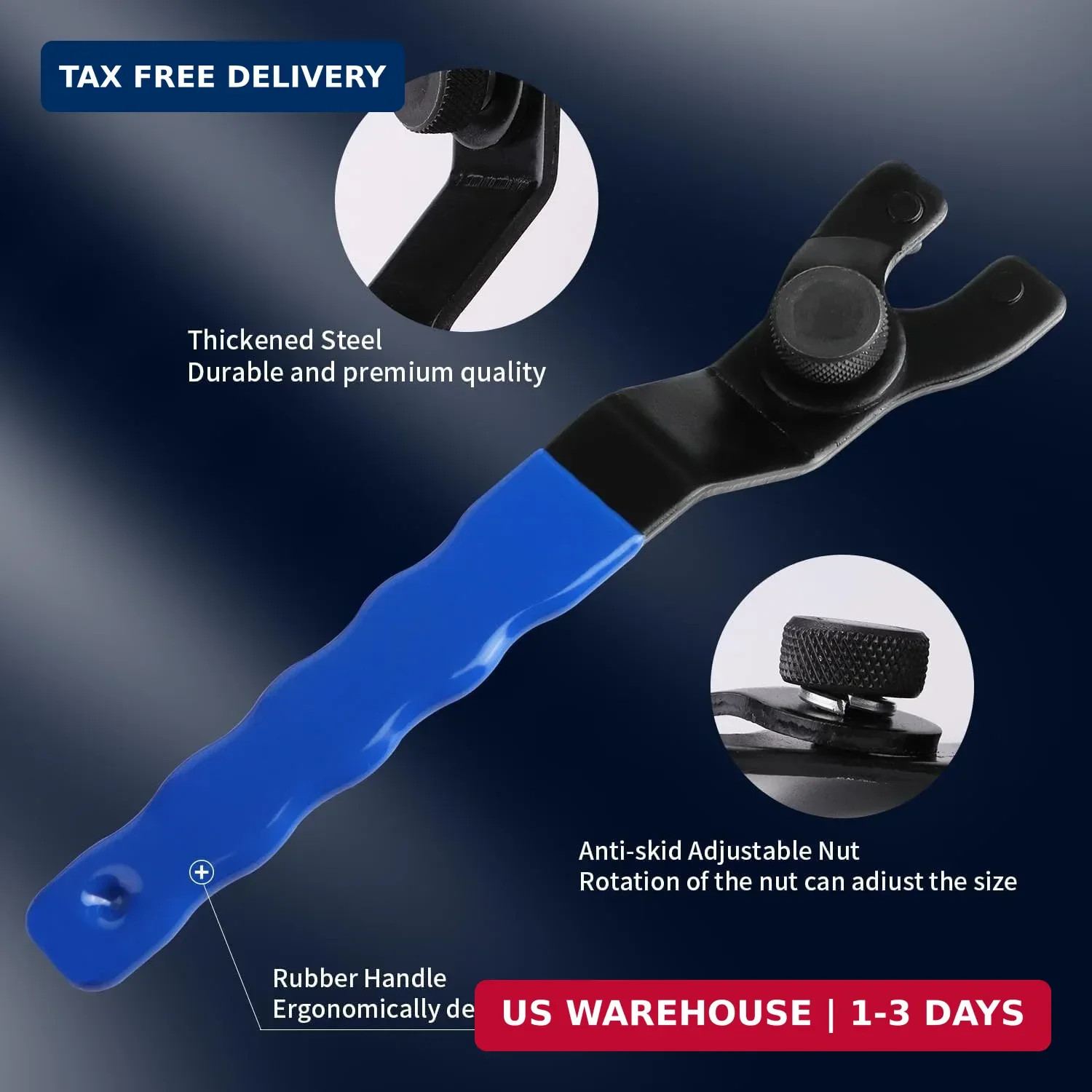 Adjustable Pin Wrench for Angle Grinder Machine,Grinder Spanner ​Wrench (Blue)