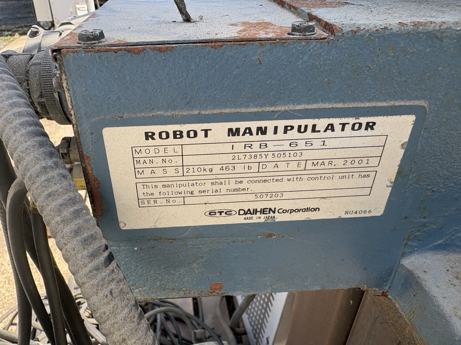OTC Daihen IRB-651 Arc Welding Robotic Arm Assembly Manipulator w/ DR Control