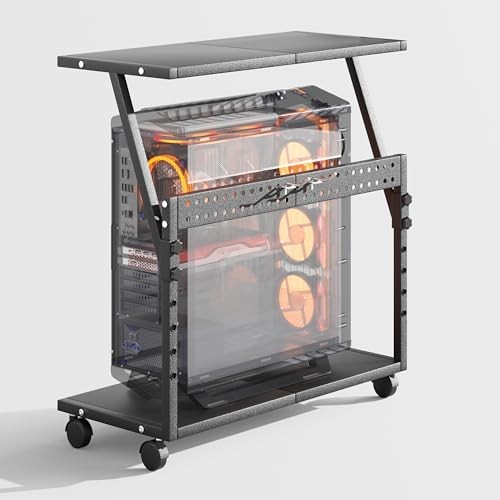 24In Large PC Stand, 5 Levels Height Adjustable Computer Tower Stand with Black