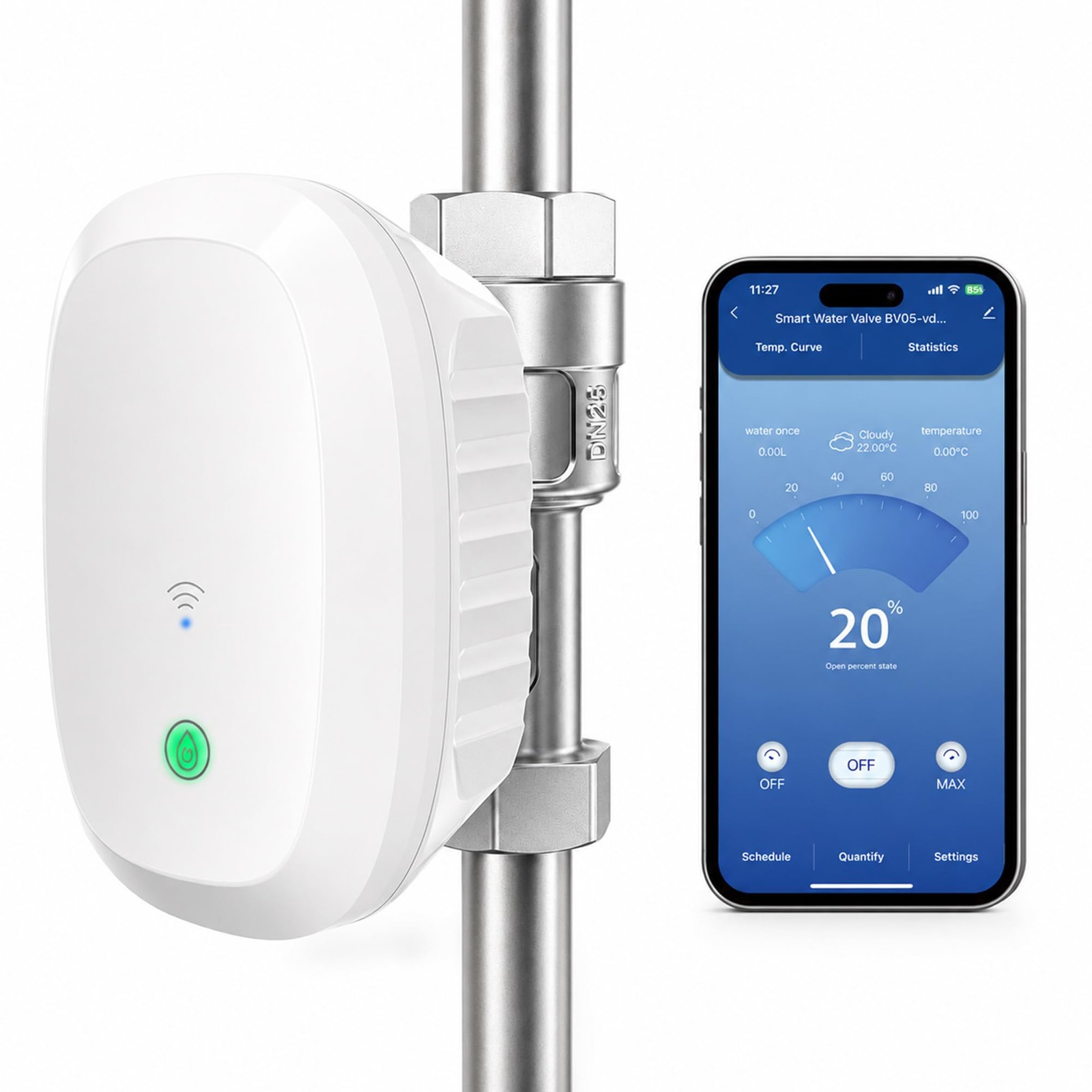 DN25 Smart Water Valve 1″ Smart Water Management System WiFi Remote Control F...