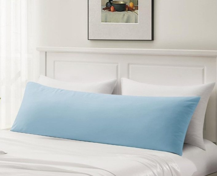 QUEEN Body Pillowcase - 20x60 size LT BLUE combed Cotton Sateen Pillowcase