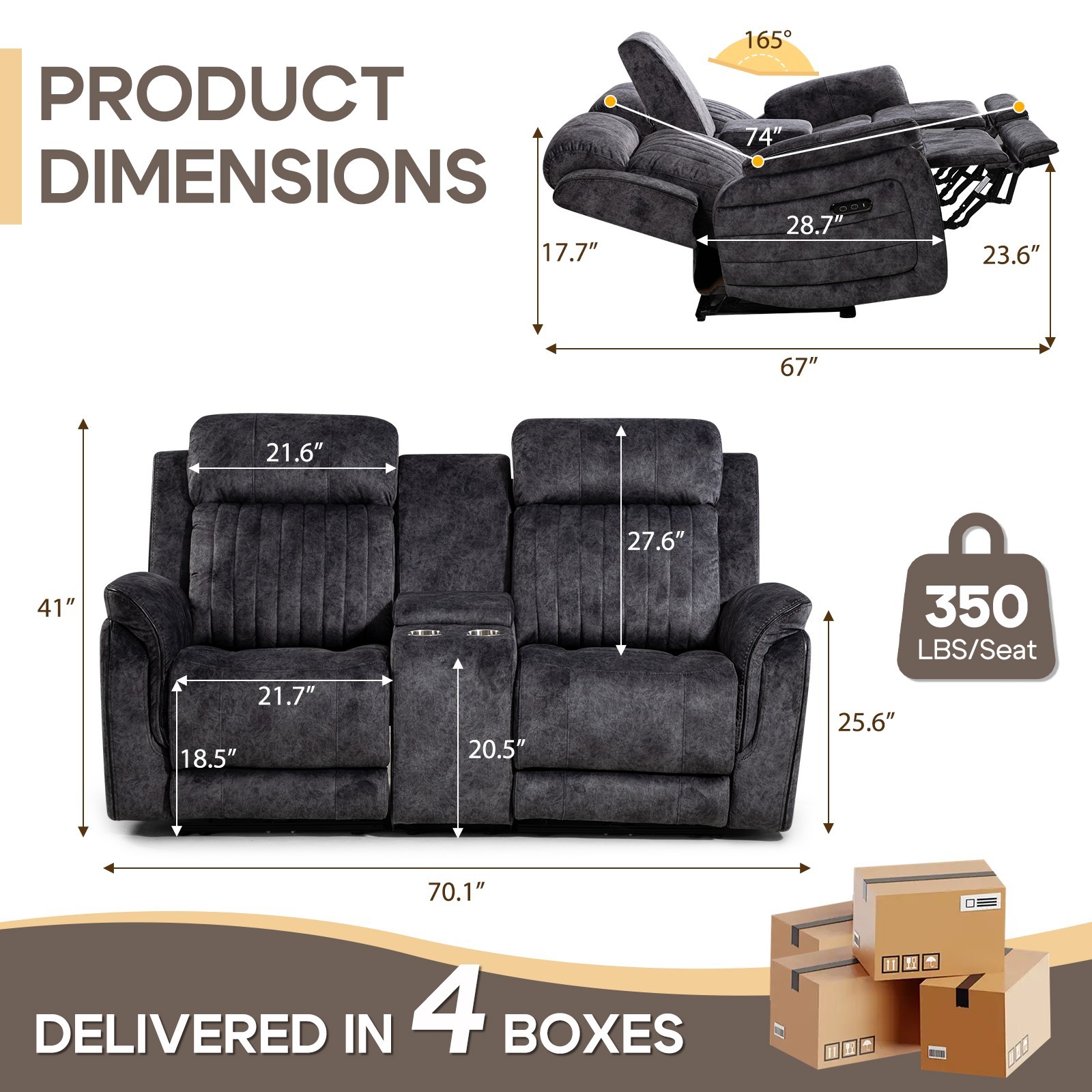 Zero Gravity Power Reclining Loveseat with Adjustable Headrest, Power Loveseat