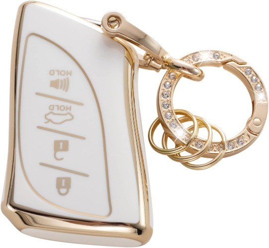 Key Fob Cover with Keychain, Key Shell Cover for Smart Remote Con Color: White