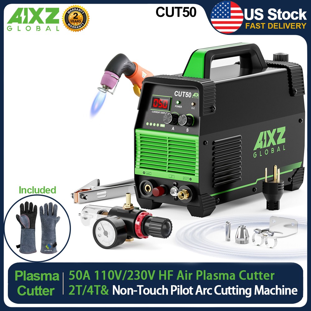 Non-Touch Pilot Arc Plasma Cutter ,High Frequency 80% Duty Cycle,110/230V 50 Amp