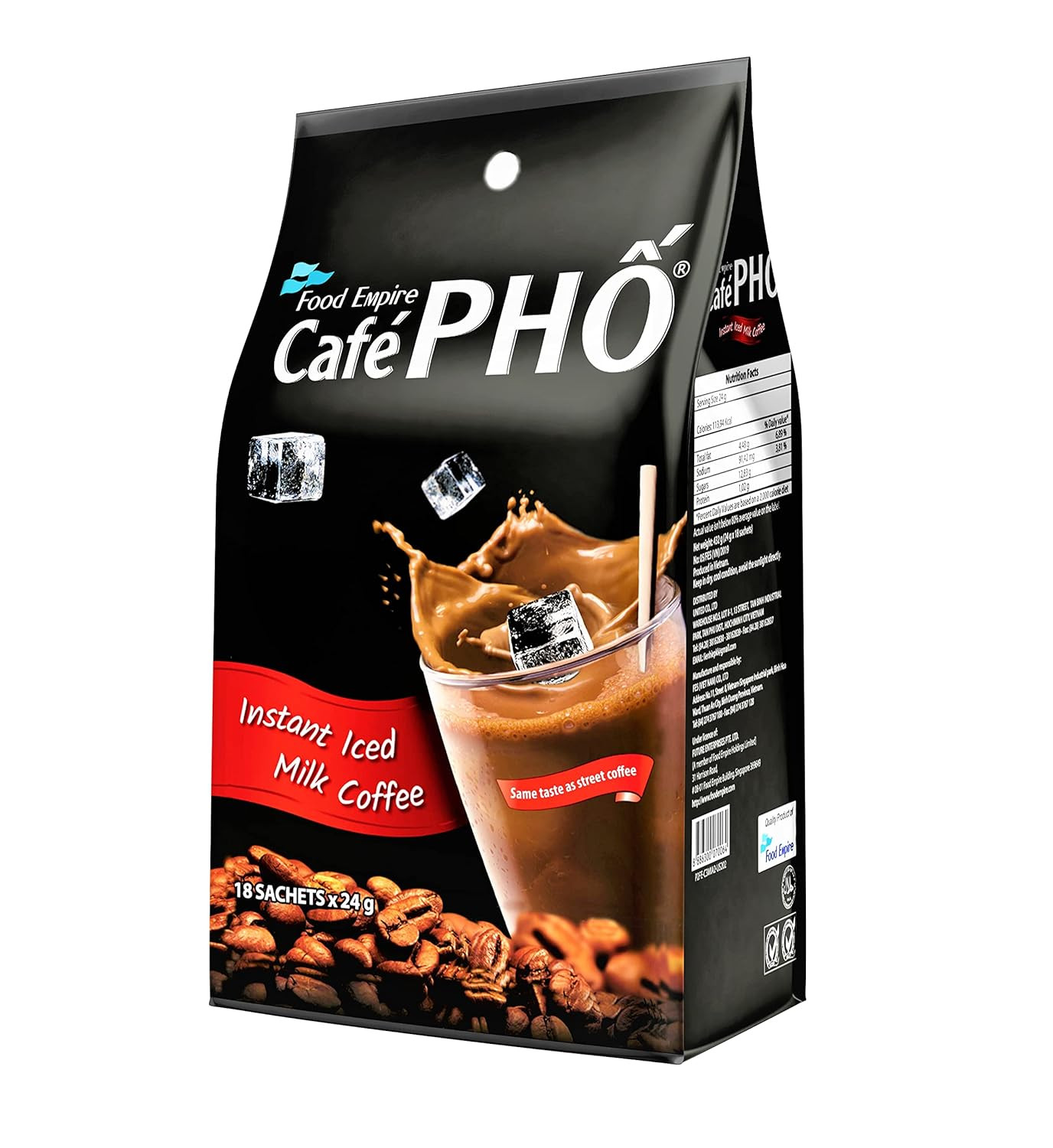 Vietnamese 3In1 Instant Coffee Mix, Iced Milk Coffee, Cafe Sua Da, Single Serve