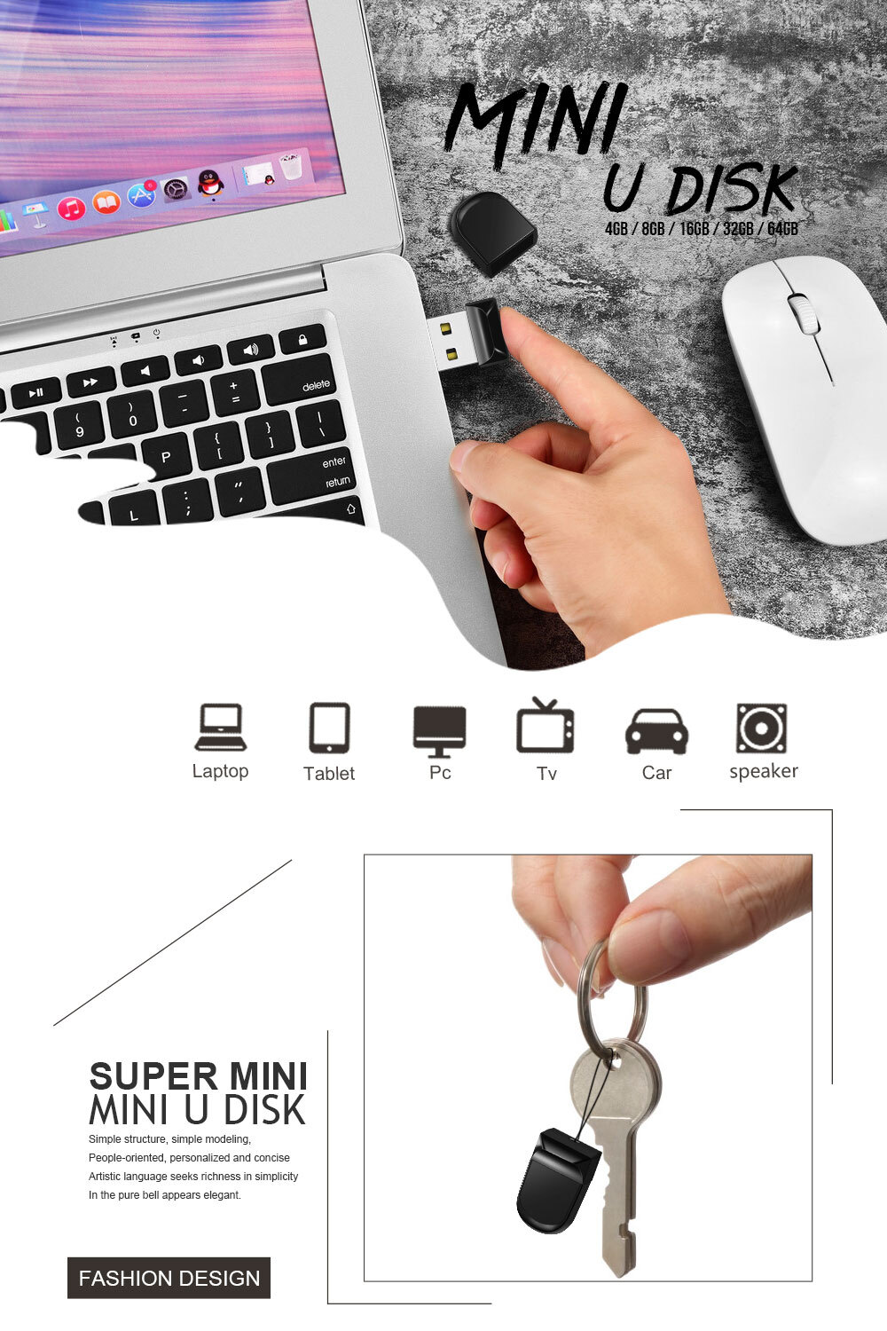 Black Mini Pen U Disk 2GB-512GB PenDrive Disk USB 2.0 Flash Drive Memory Stick