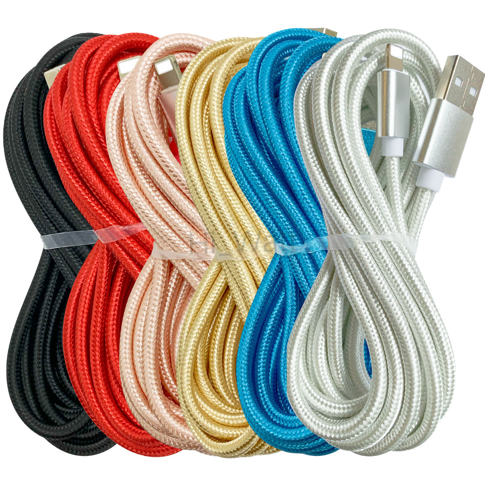 10Ft Braided USB Cable Fast Charger For iPhone 14 12 13 11 Pro XR iPad 8 Charger