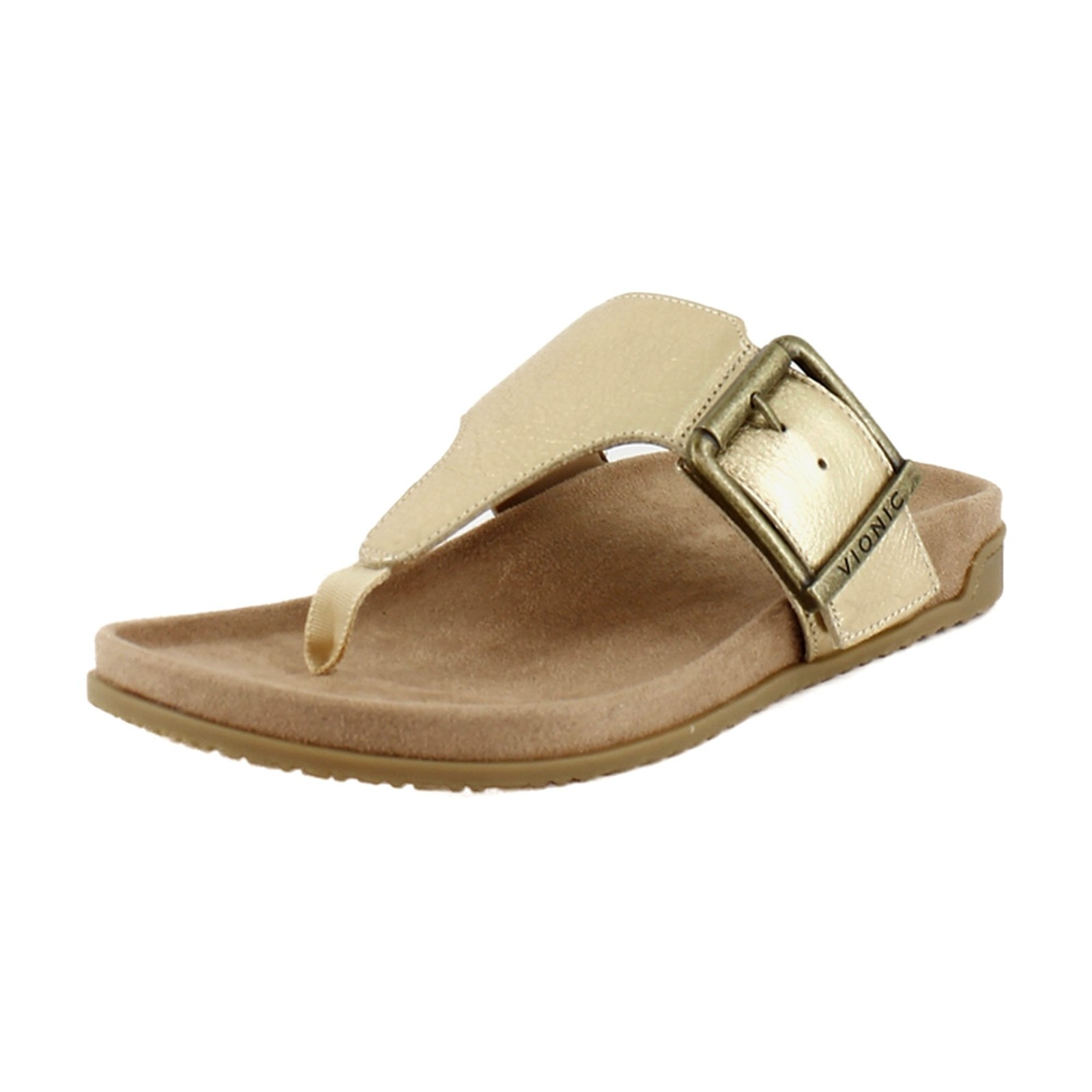 Vionic Emma Womens Sandals Gold Leather