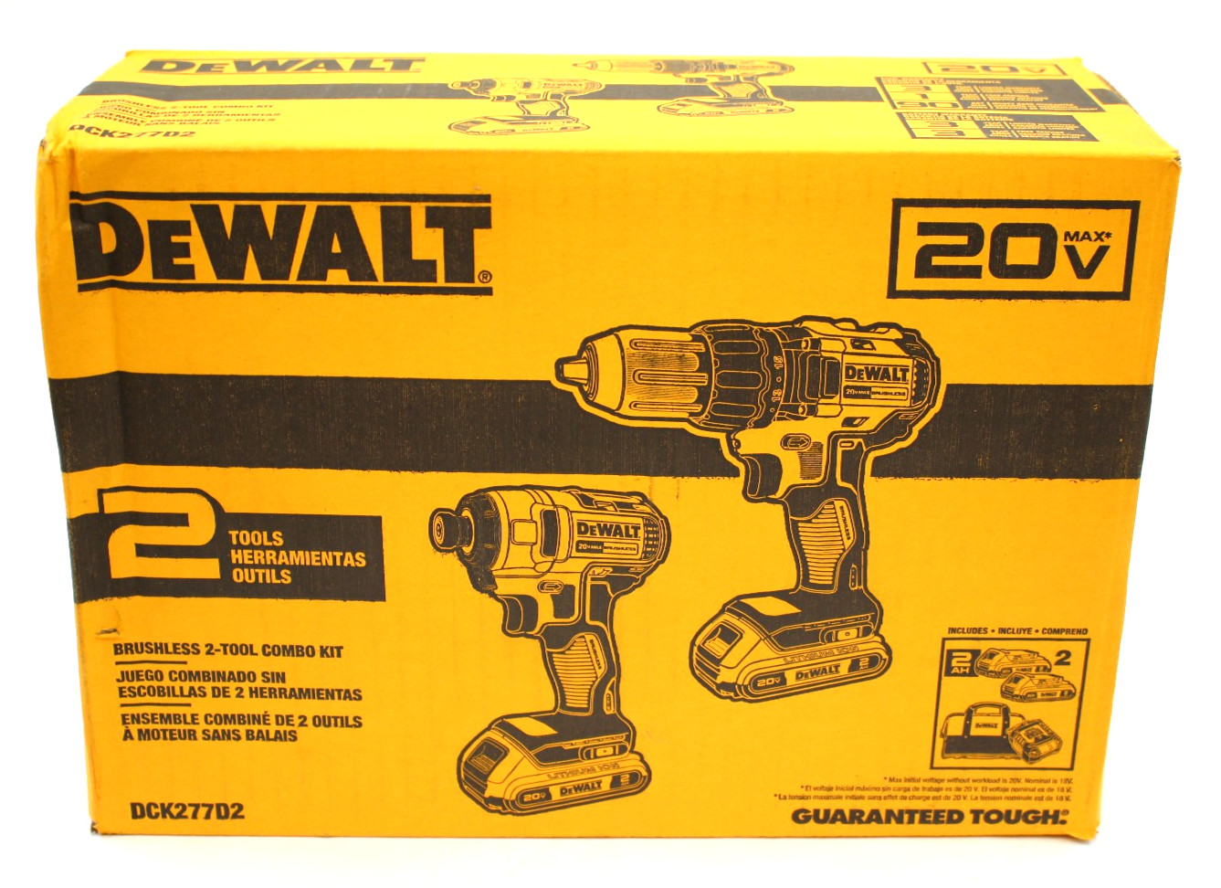 DEWALT DCK277D2 20V MAX Brushless Tool Kit Drill Driver, Impact Driver W/2x 2Ah