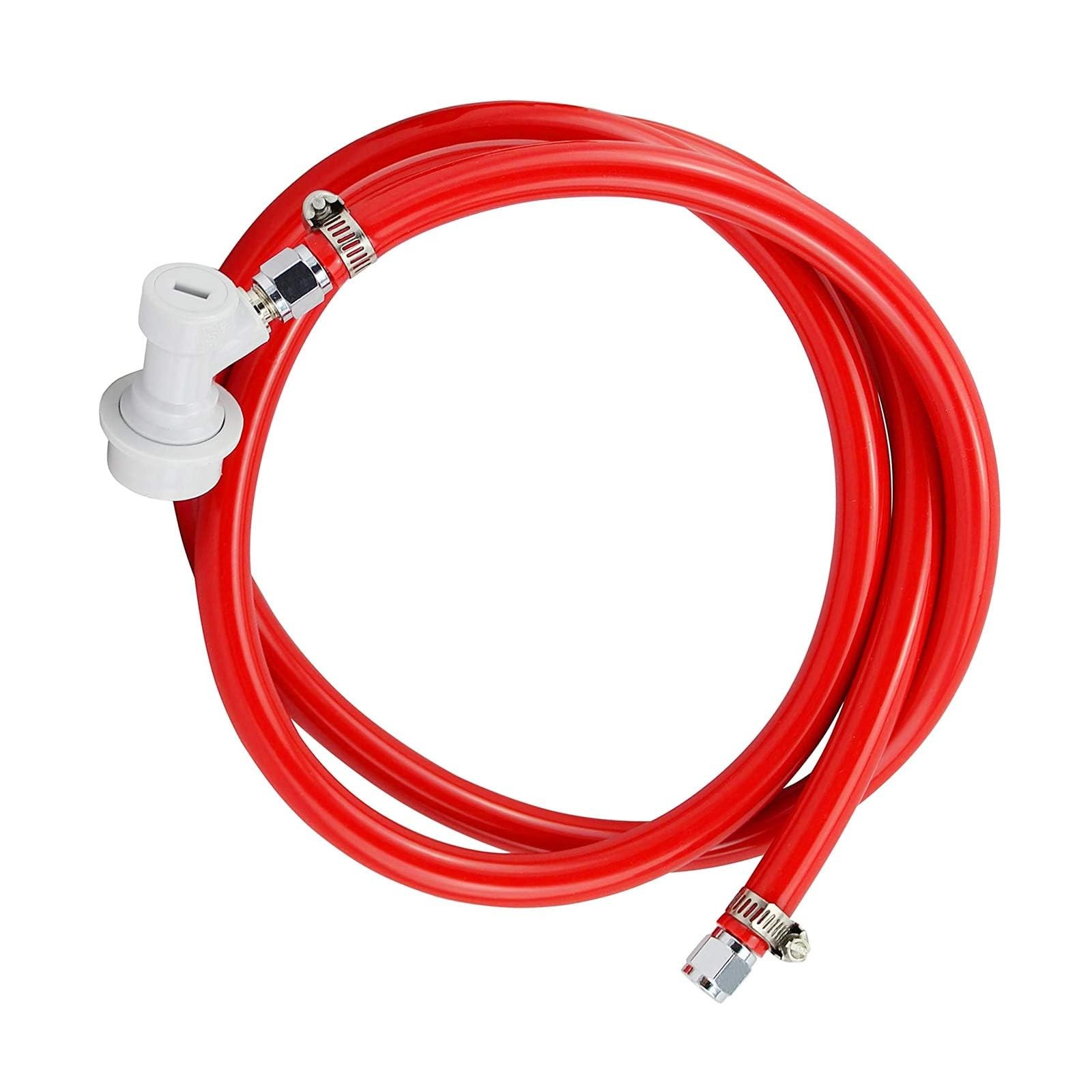 Ball Lock Gas Line Assembly 5ft Red Long Tubing 5/16 Ball Lock Gas Disconnect...