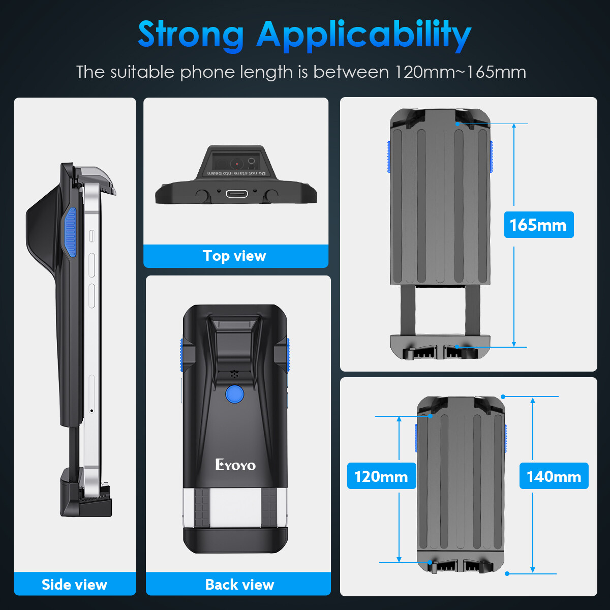 Eyoyo Wireless 2D QR Code Barcode Scanner Phone Back Clip Scanner for PC Phone