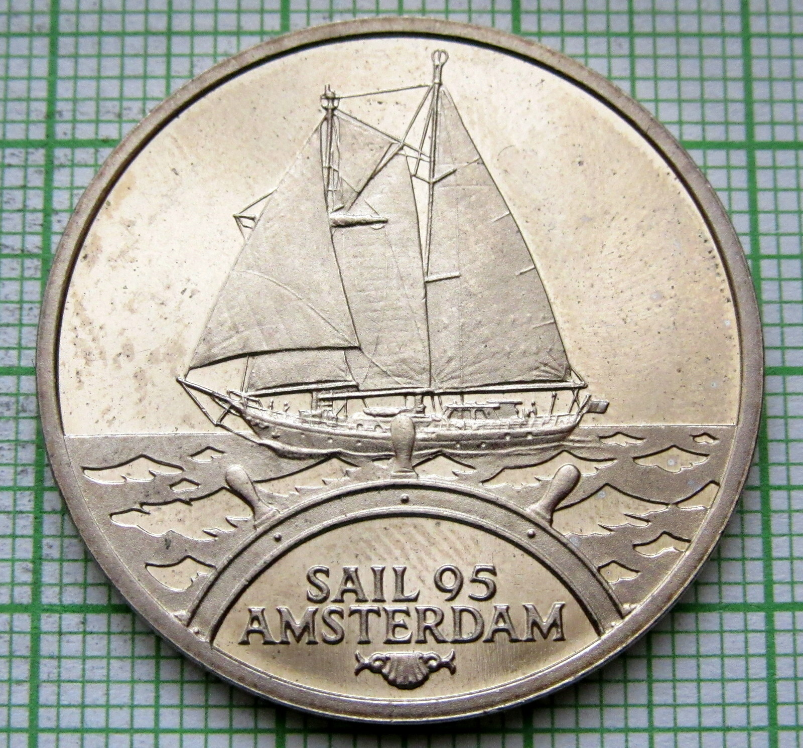 NETHERLANDS 1995 AMSTERDAM SAIL 2 ECU TOKEN, Eendracht I SAILING SHIP, UNC