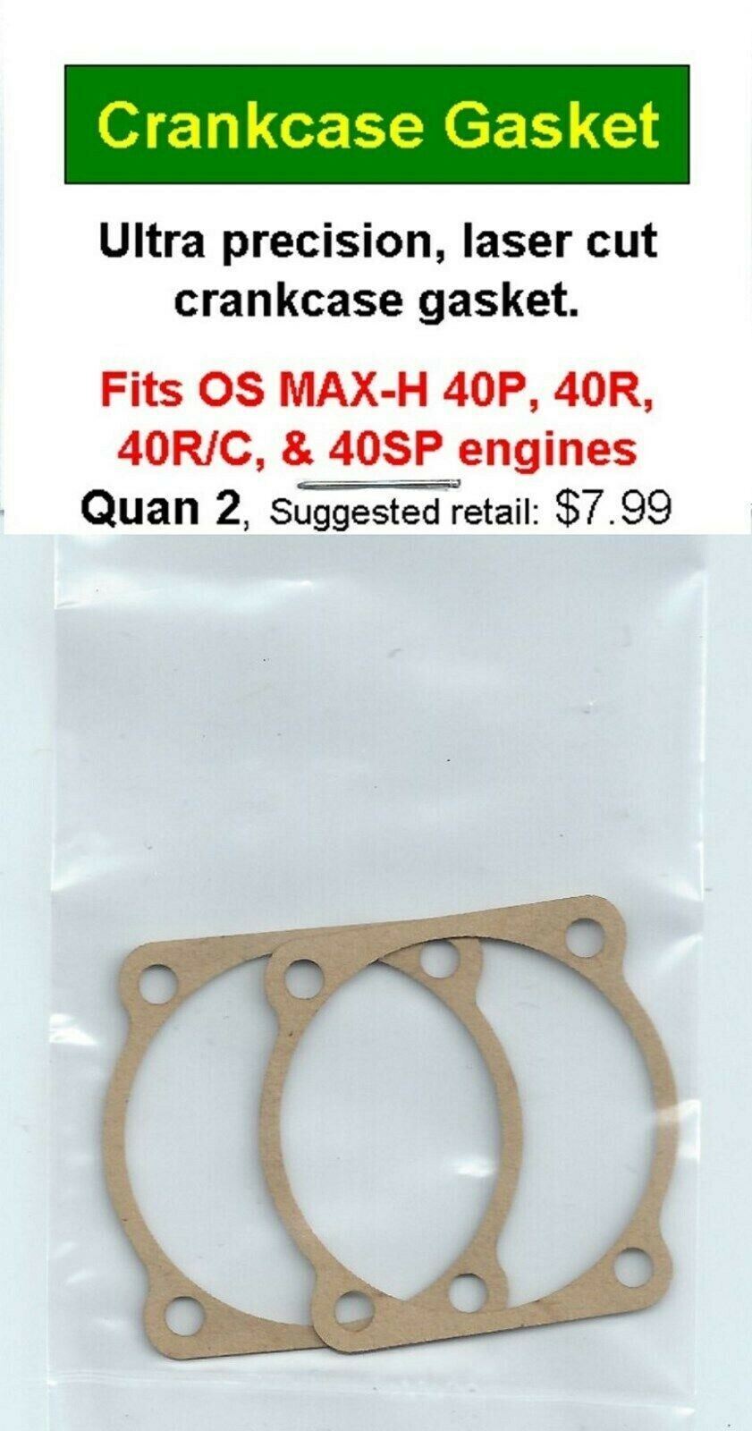 OS MAX-H 40P, 40R, 40R/C, & 40SP Crankcase Gasket 2 Pack NIP