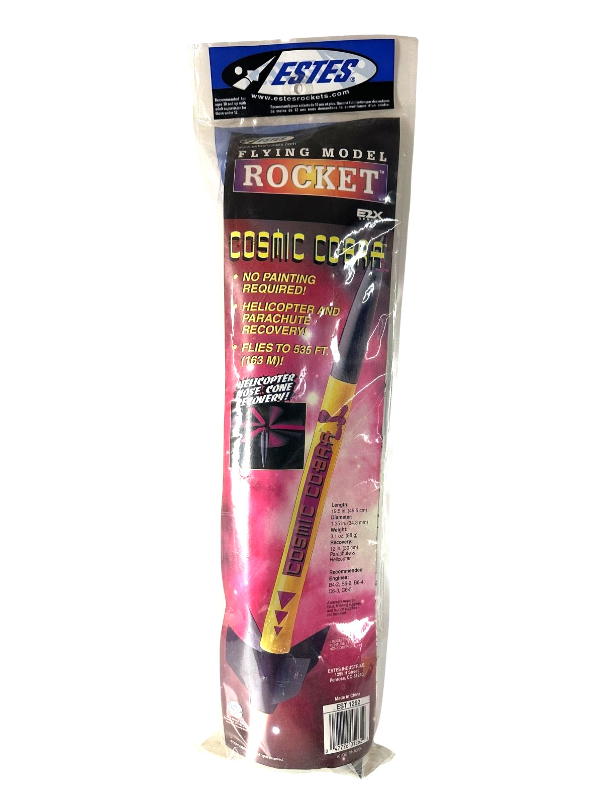 ESTES Cosmic Cobra  Flying Model Rocket Kit #1262  - Sealed
