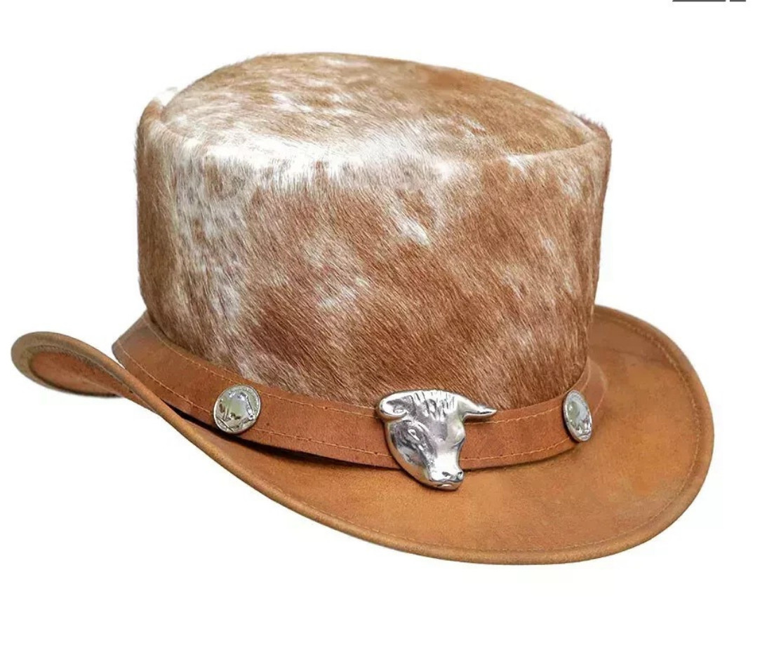 Handmade Cowhide Top Hat Gothic Victorian Biker Cosplay Gift