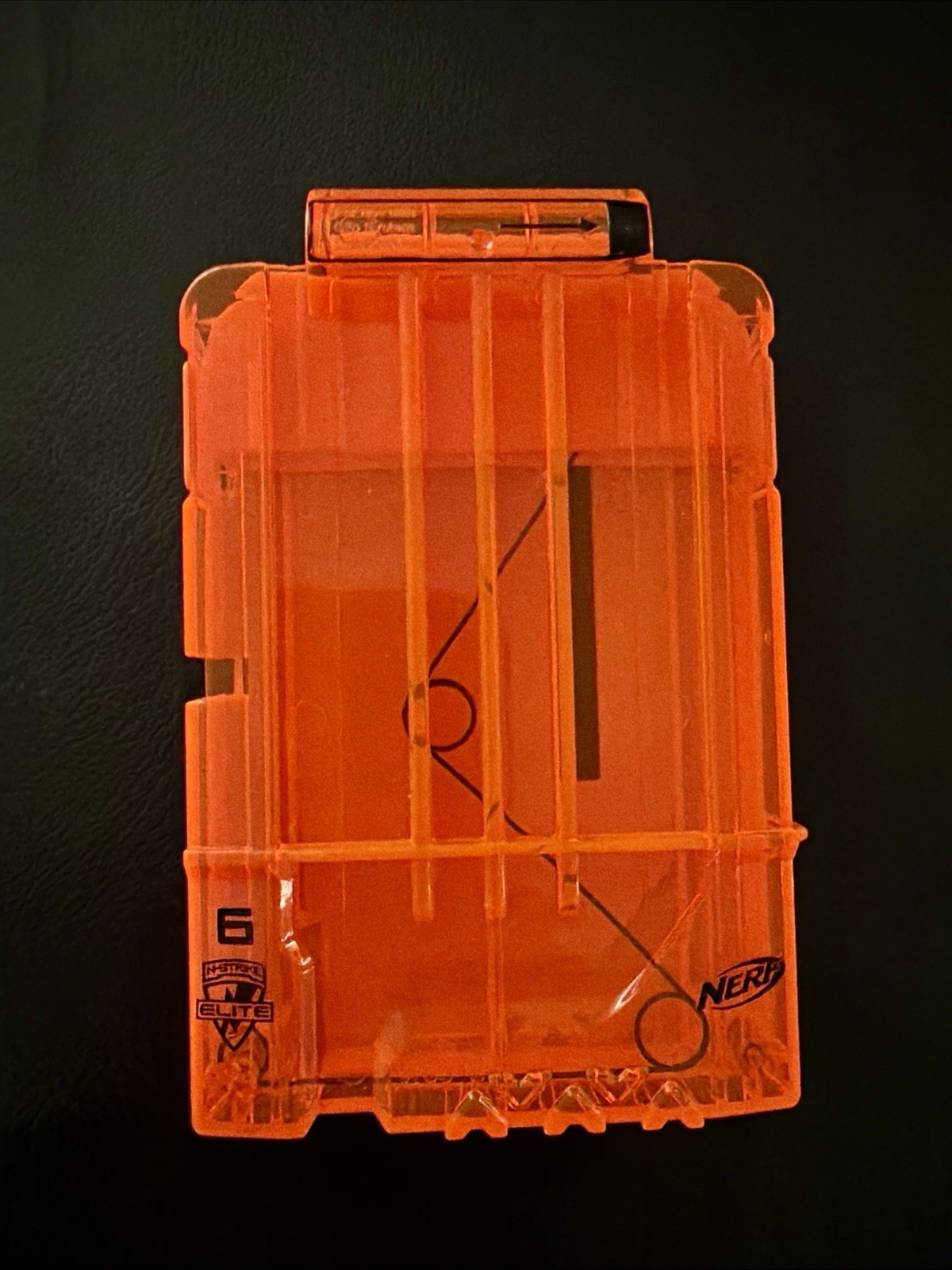 NERF 6 Round Ammo Dart Clip Magazine Clear Orange N-STRIKE