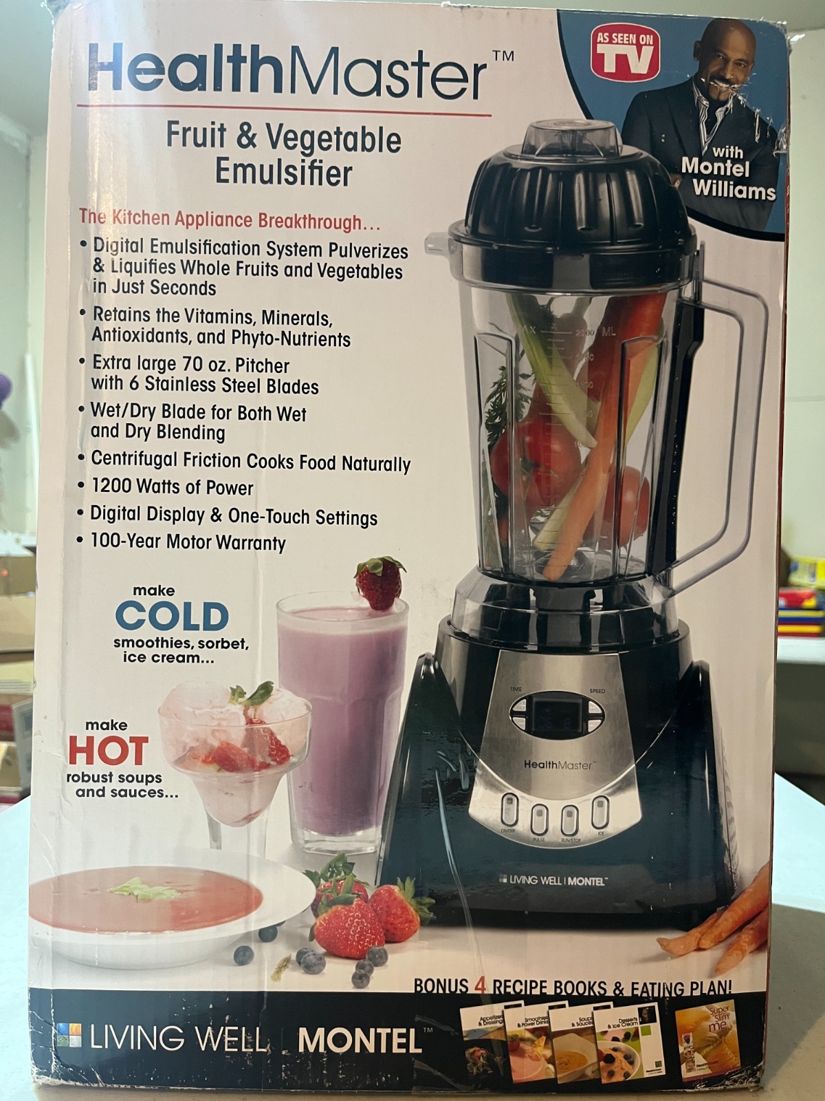 HealthMaster Living Well Montel Williams 1200W Blender Emulsifier YD-2088E with