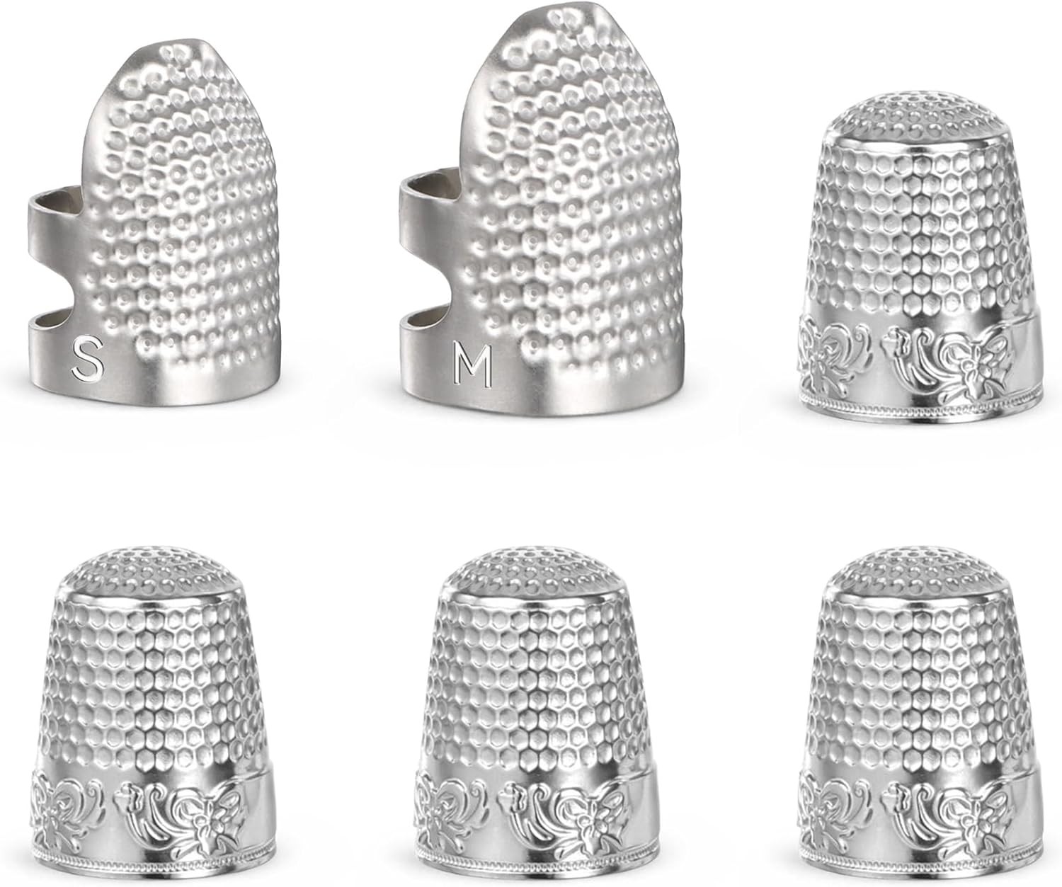 6PCS Sewing Thimble, Metal Finger Protector, Quilting Craft Accessories for Hand