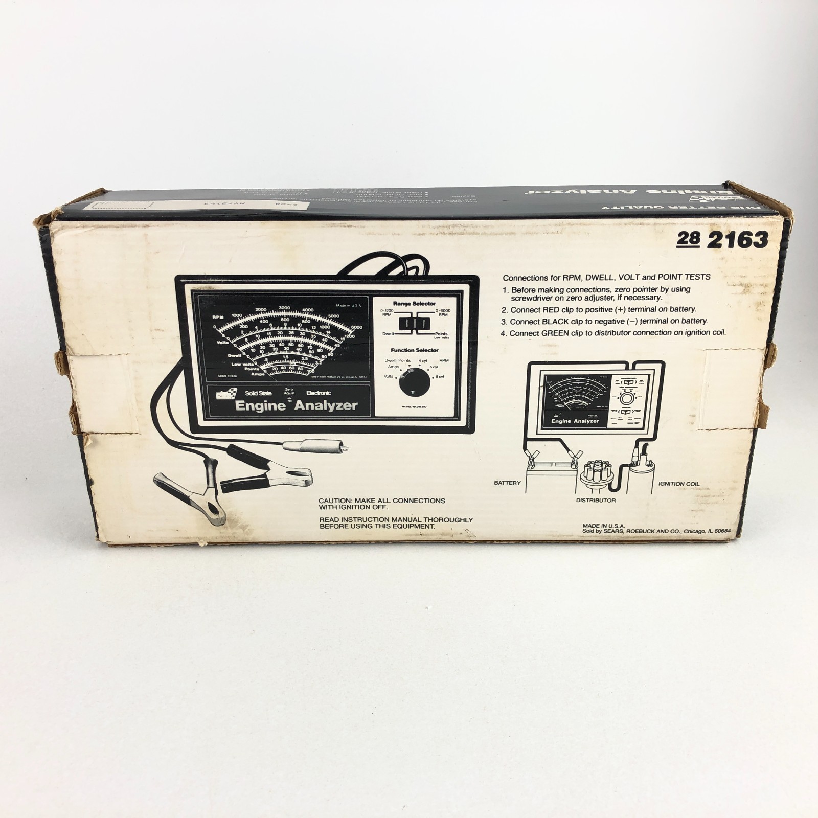 Vintage Sears Engine Analyzer USA Model 28-2163 Solid State Box & Manual NICE!