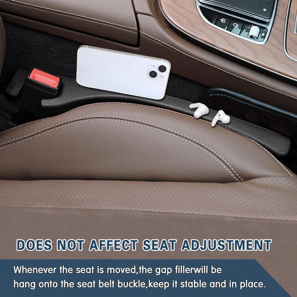 2 Pack Leather Car Seat Gap Filler Universal Fit for Cars Trucks SUVs