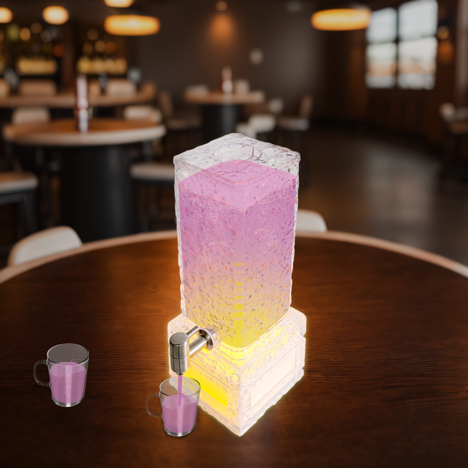 3L/0.79gal Party Beverage Dispenser Water Juice Drink Dispenser Gold LED Light
