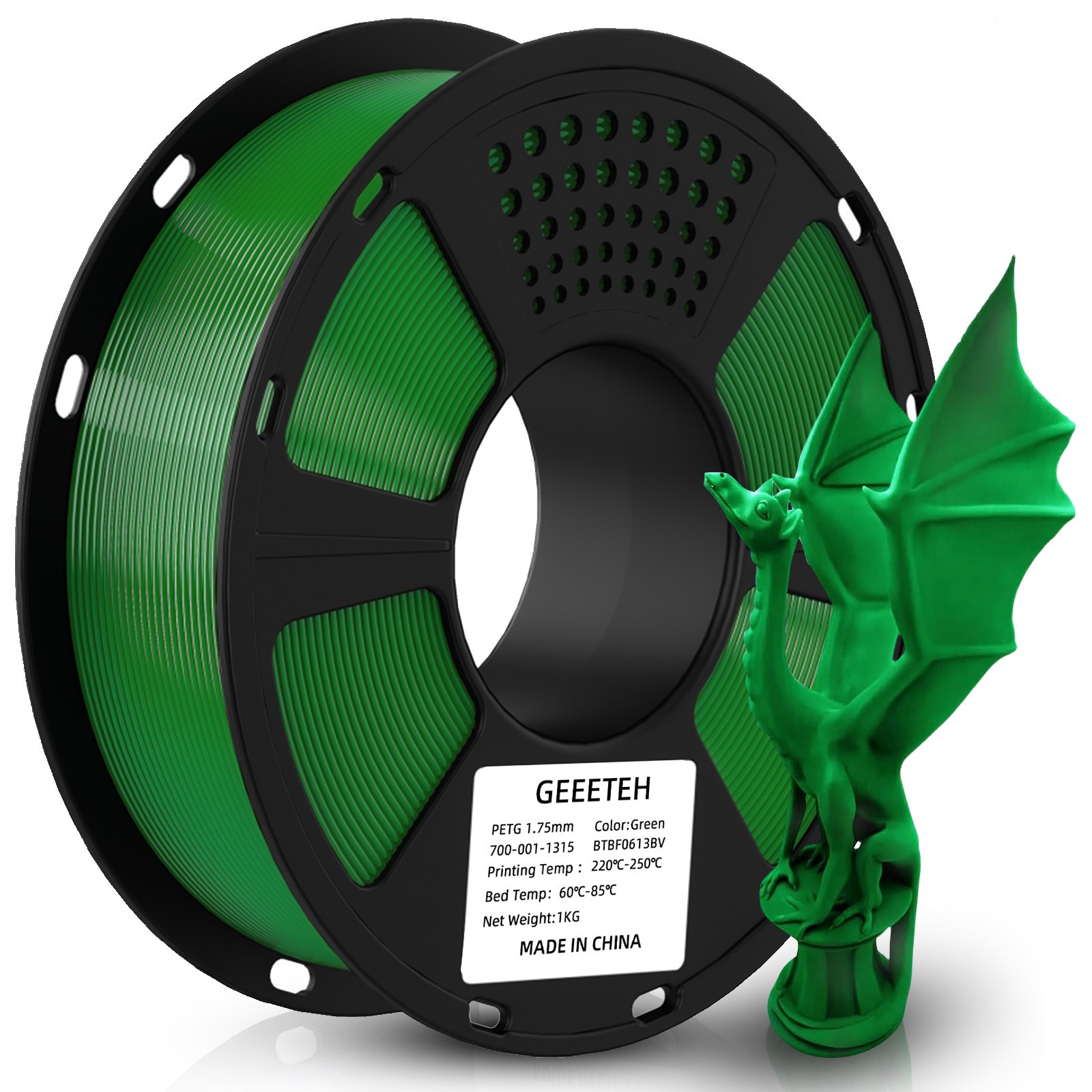 GEEETECH PETG Filament 1.75mm 1KG Green 3D Printer Filament High Strength PETG